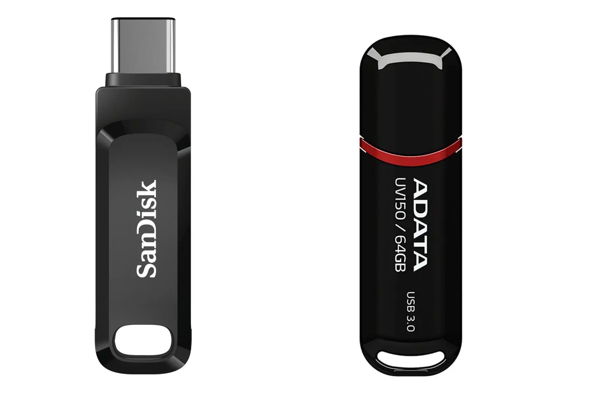 دو مموری سن دیسک و ای دیتا در کنار یکدیگر