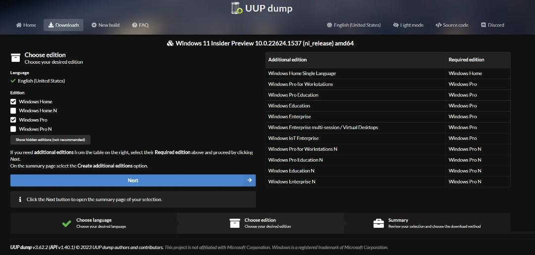 انتخاب سیستم عامل UUP