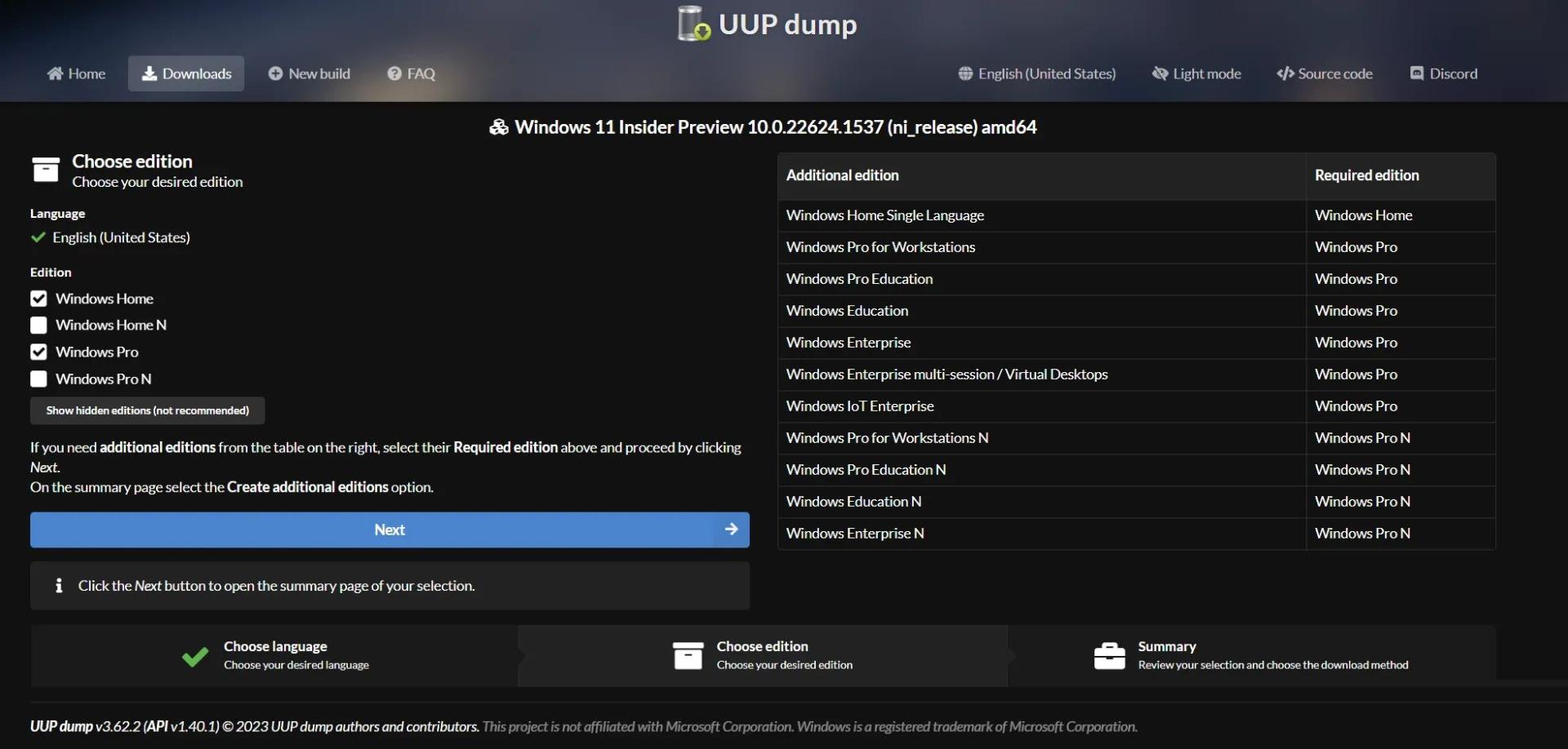 انتخاب سیستم عامل UUP