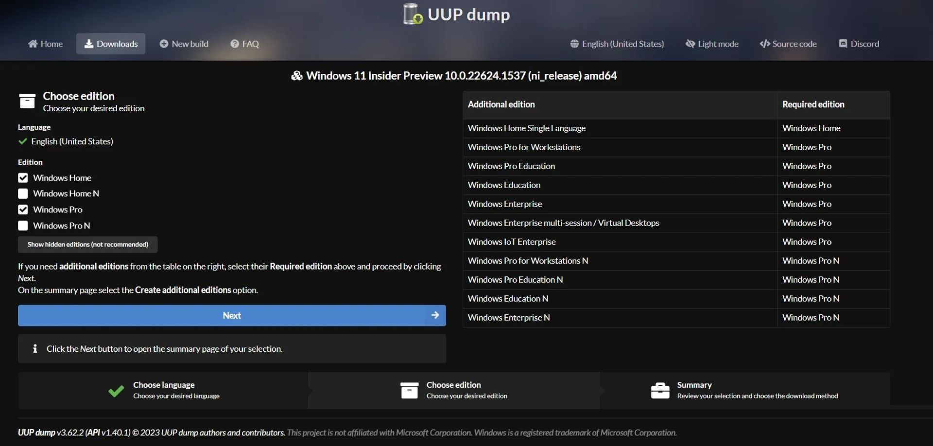 انتخاب سیستم عامل UUP