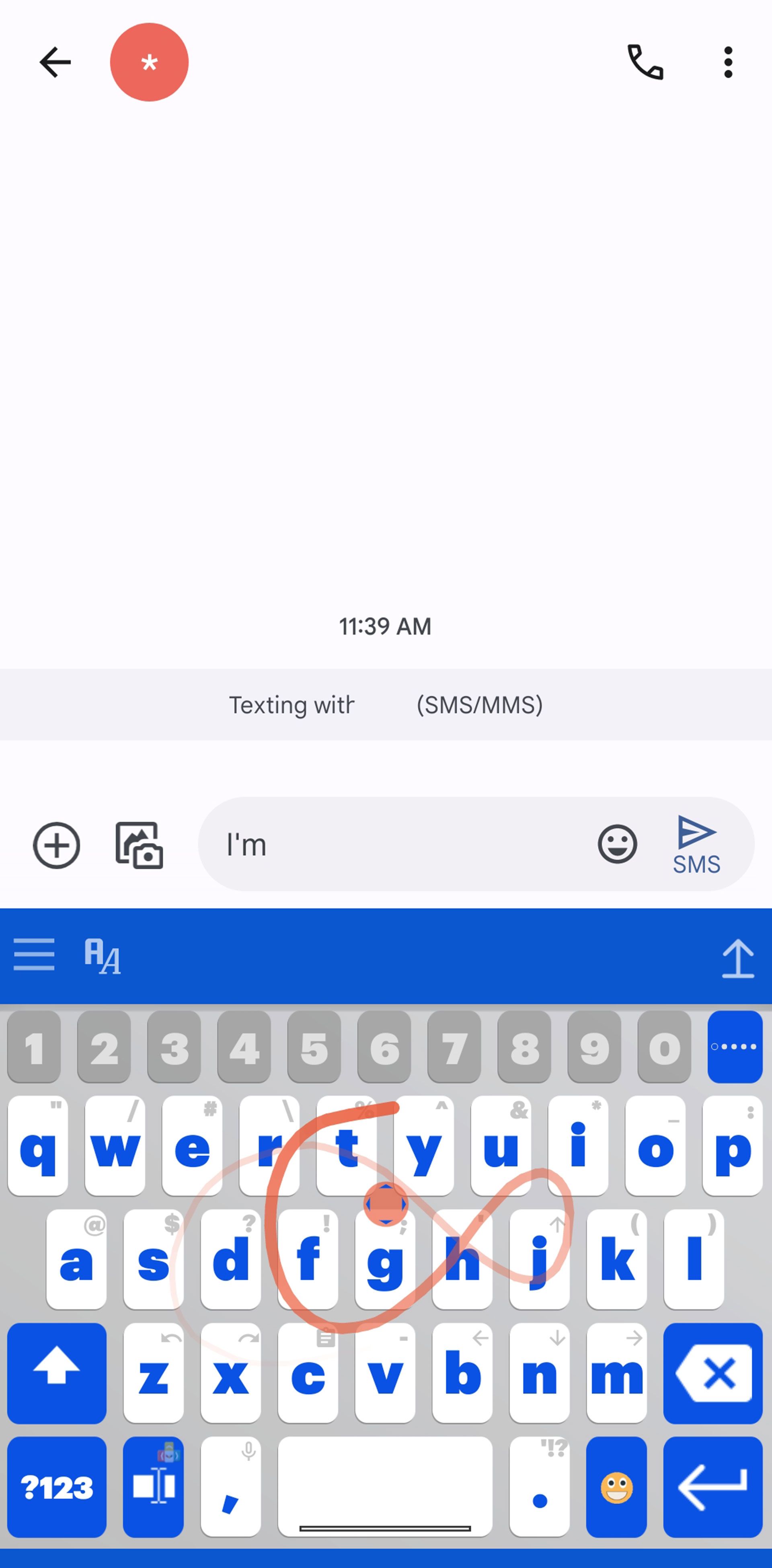 صفحه کیبورد با حروف آبی و بکگراند سفید