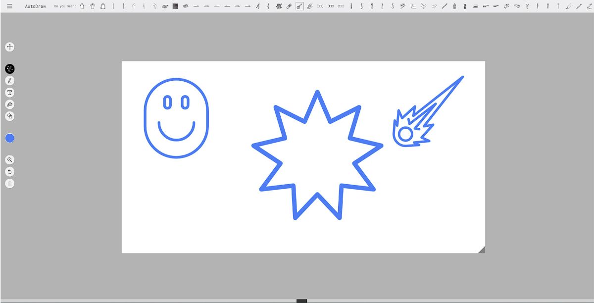 Drawings on autodraw site drawn with blue color