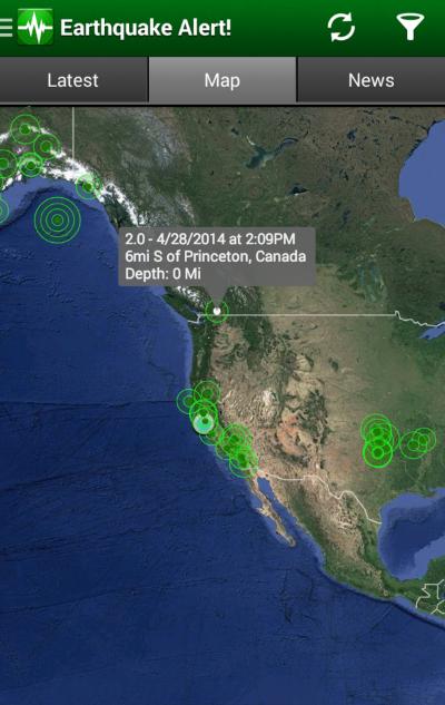 Aerial map of the earth and its earthquakes