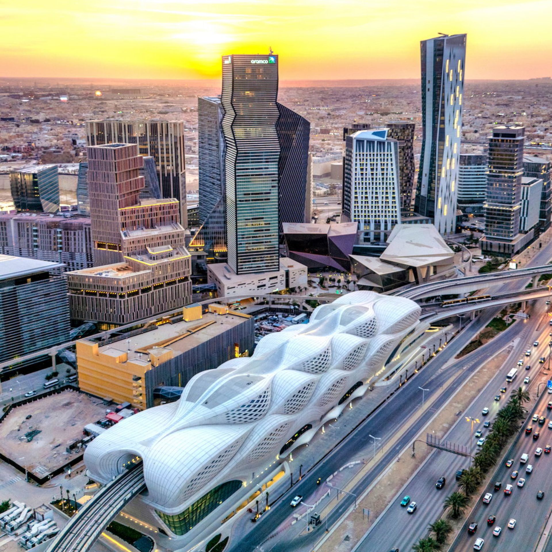 نمای بالای ایستگاه KAFD مترو ریاض