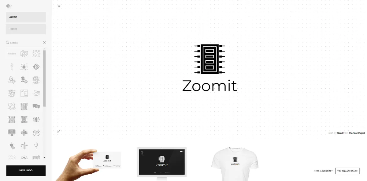 Logo design on Squarespace website and displaying them on different products
