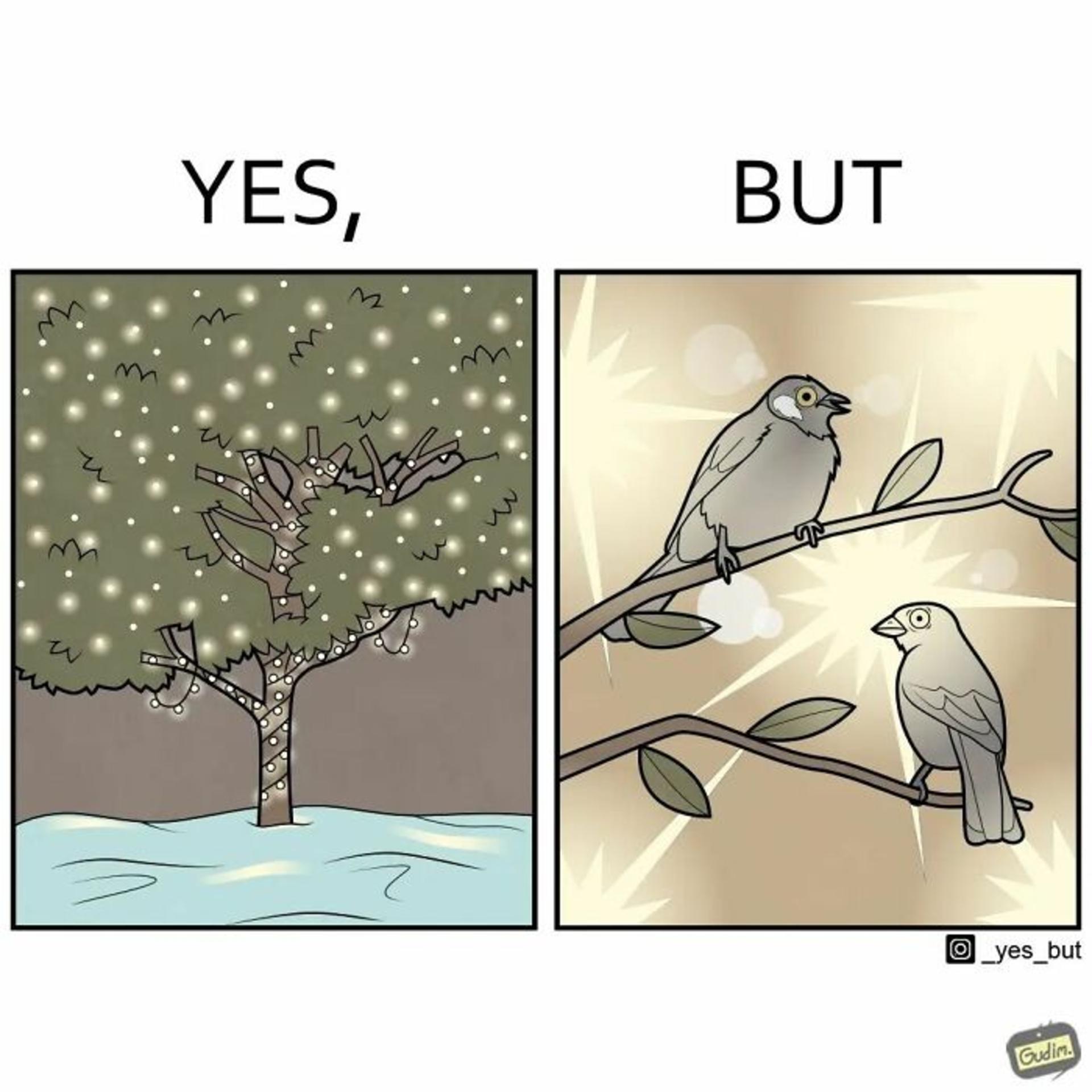 تصویرسازی‌ Yes, But درخت کریسمس پرندگان