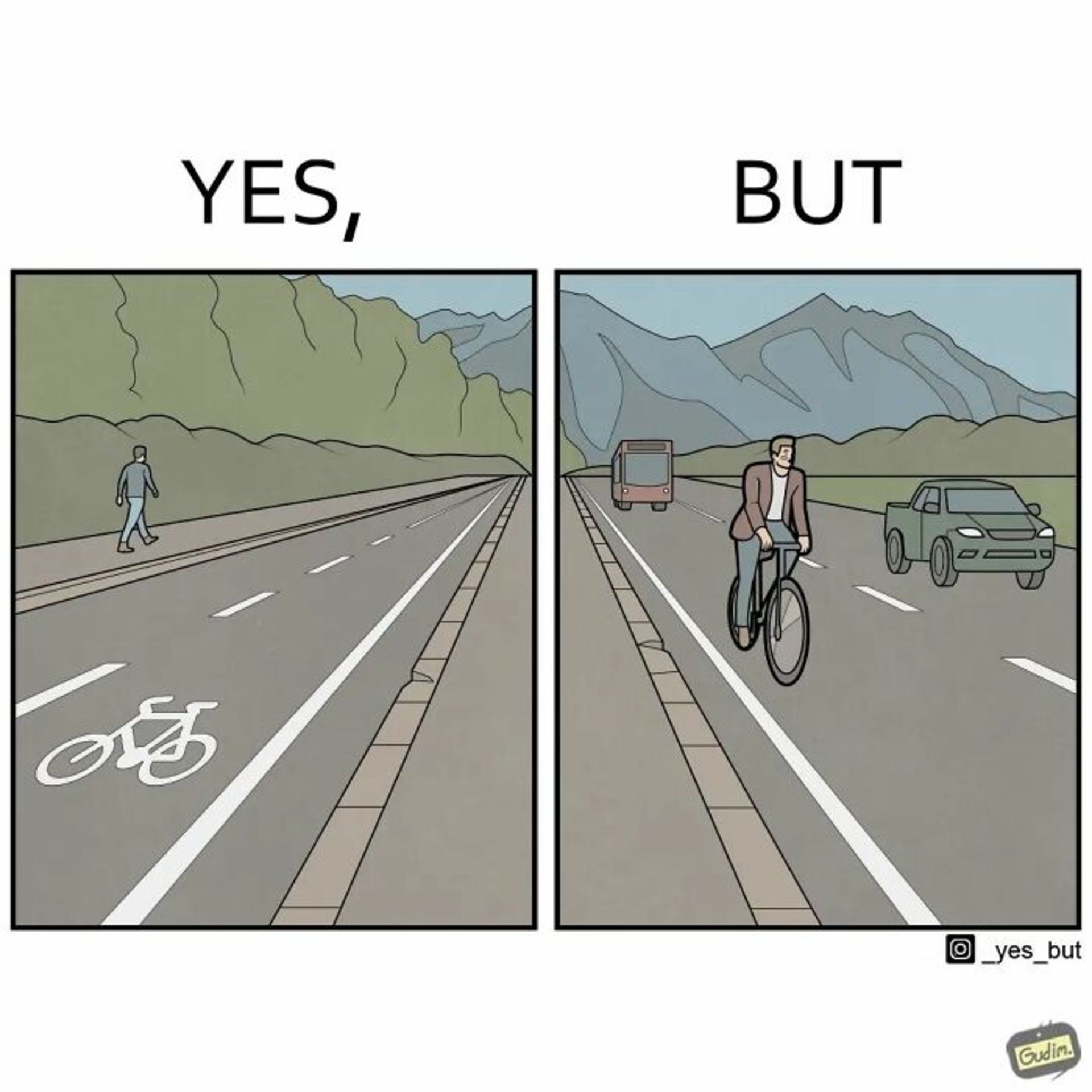 تصویرسازی‌ Yes, But خط دوچرخه سواری