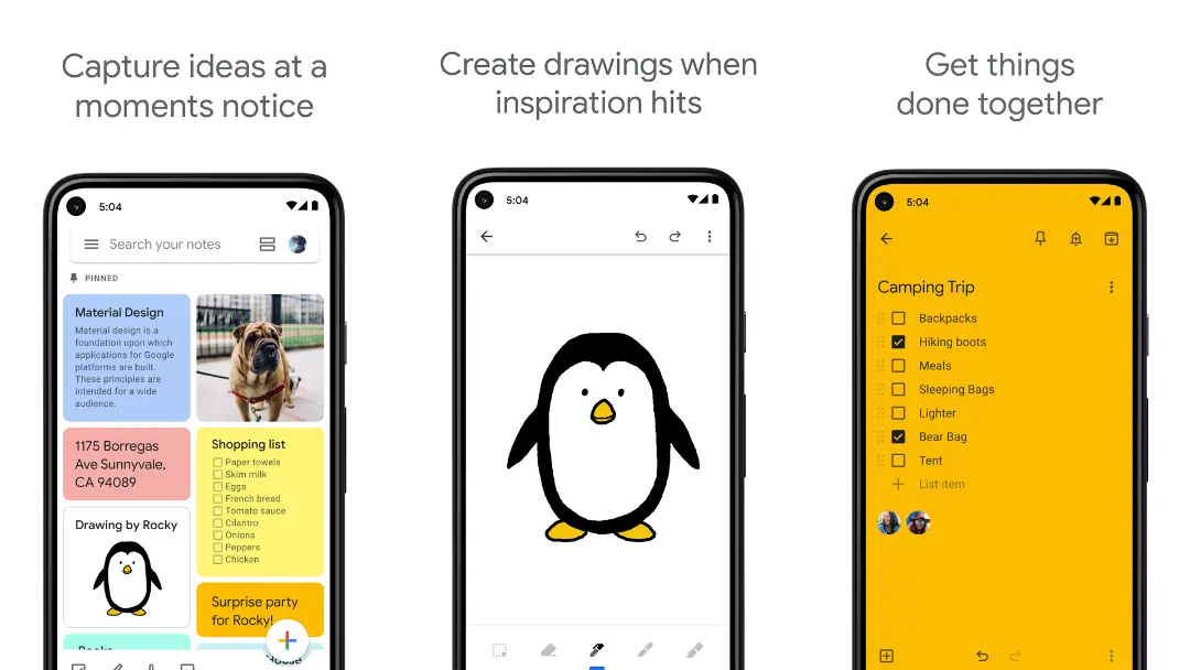 اسکرین شات محیط کاربری اپلیکیشن Google Keep