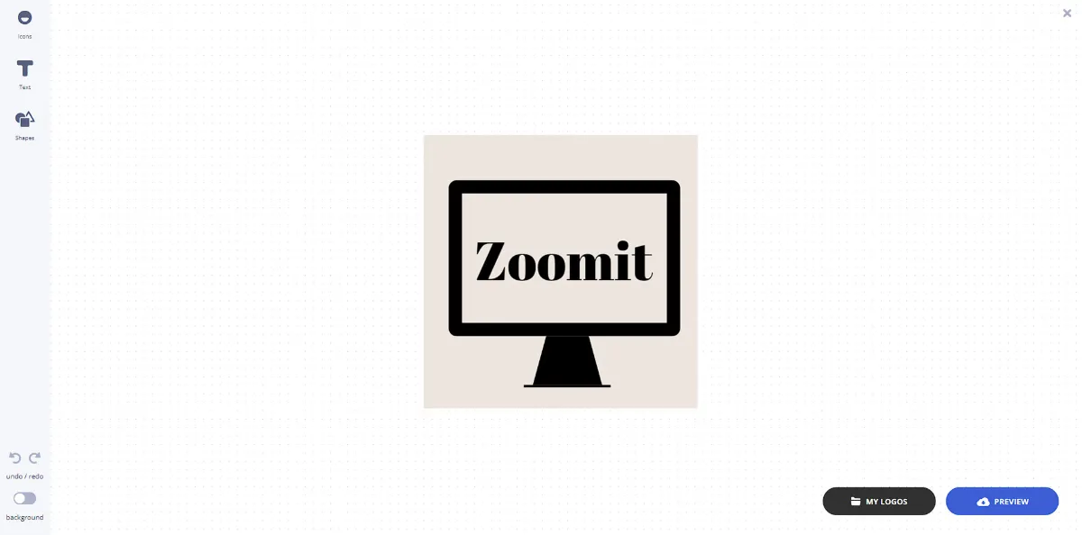 Prepared logo from Zoomit on Ucraft site
