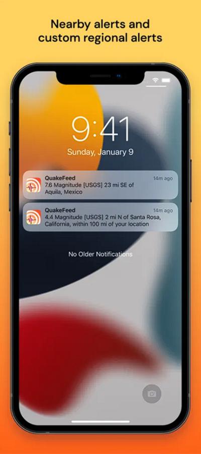 Earthquake notifications that are on the lacquer screen
