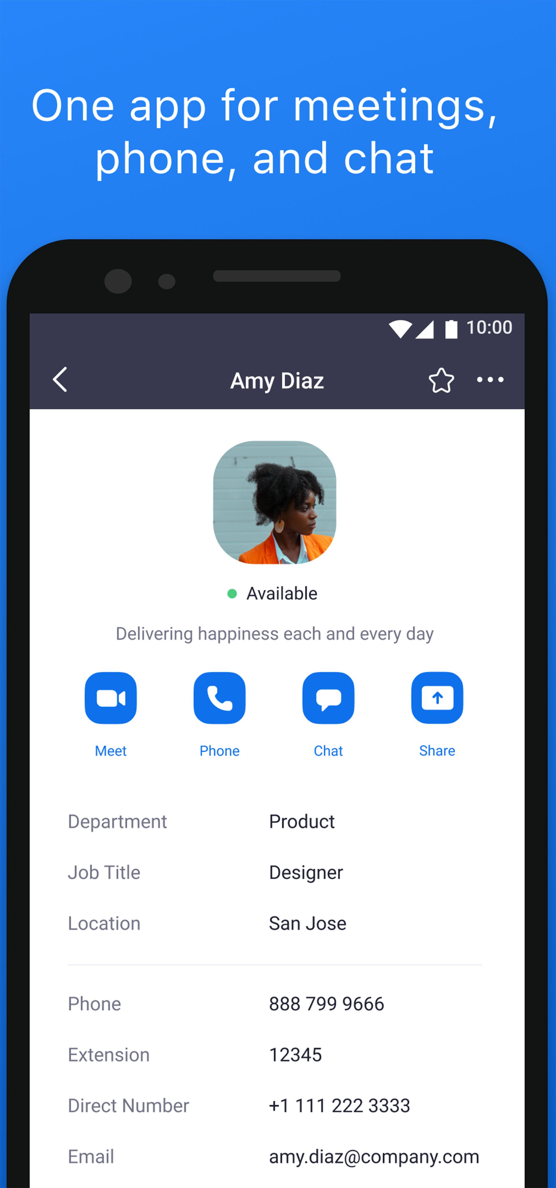صفحه پروفایل فرد در اپلیکیشن Zoom