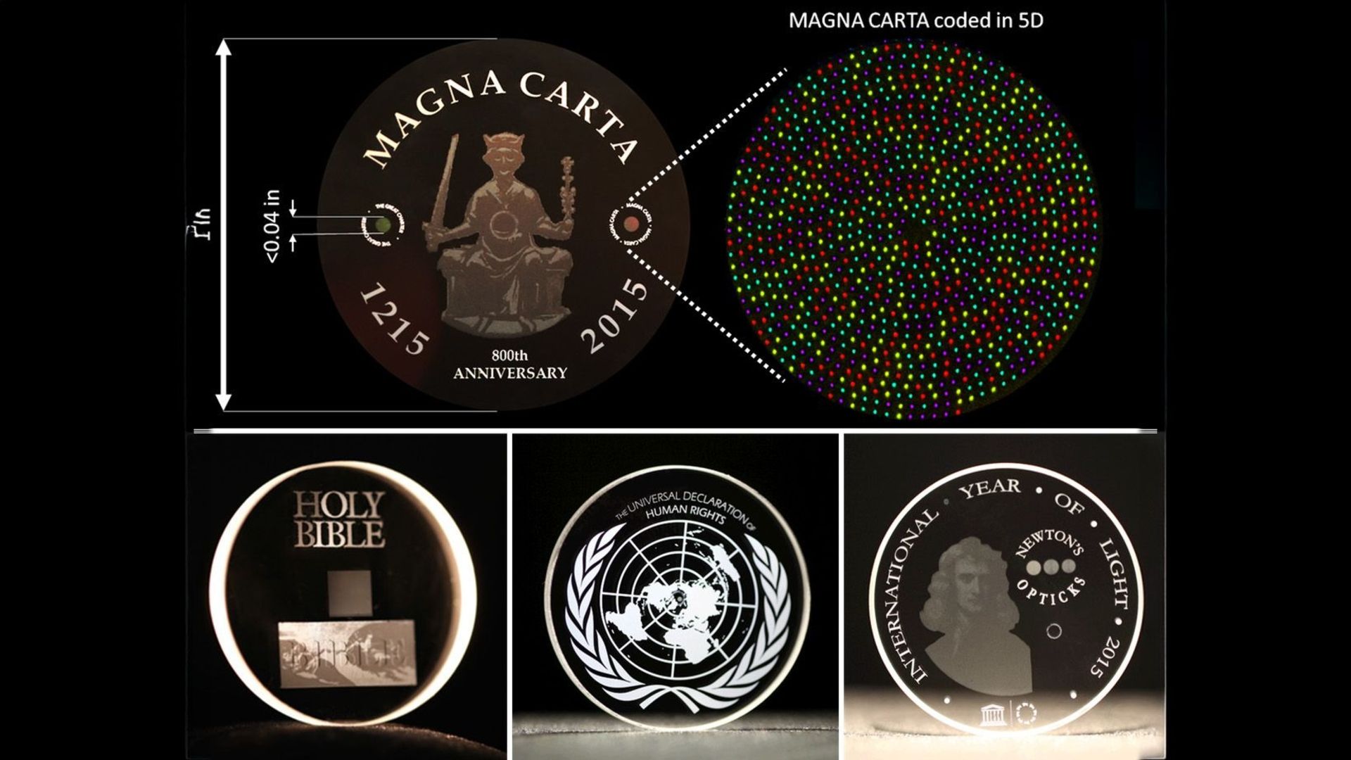 اطلاعات روی یک کریستال شیشه‌ای از نمای نزدیک