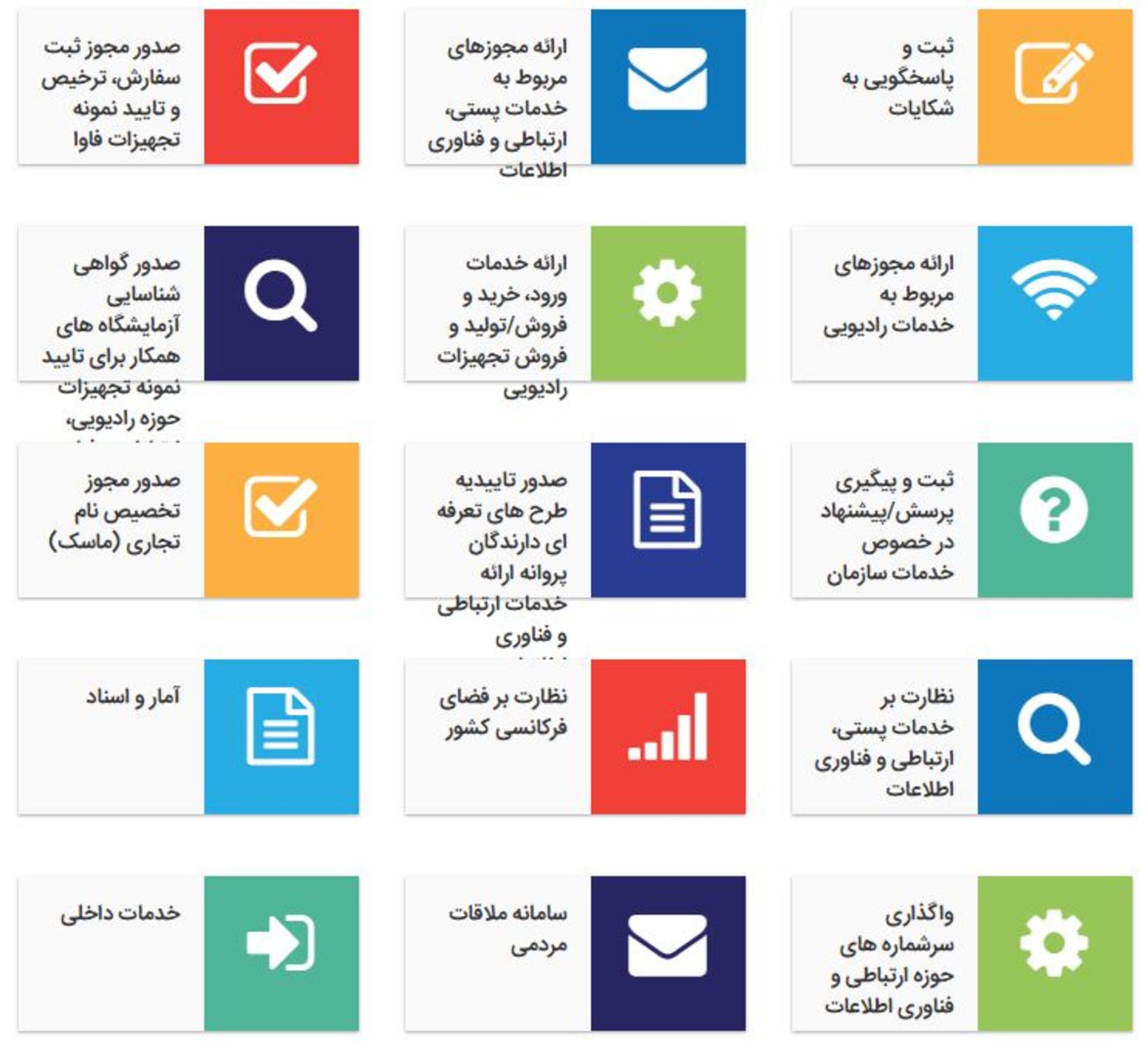 خدمات هوشمند وبسایت رگولاتوری