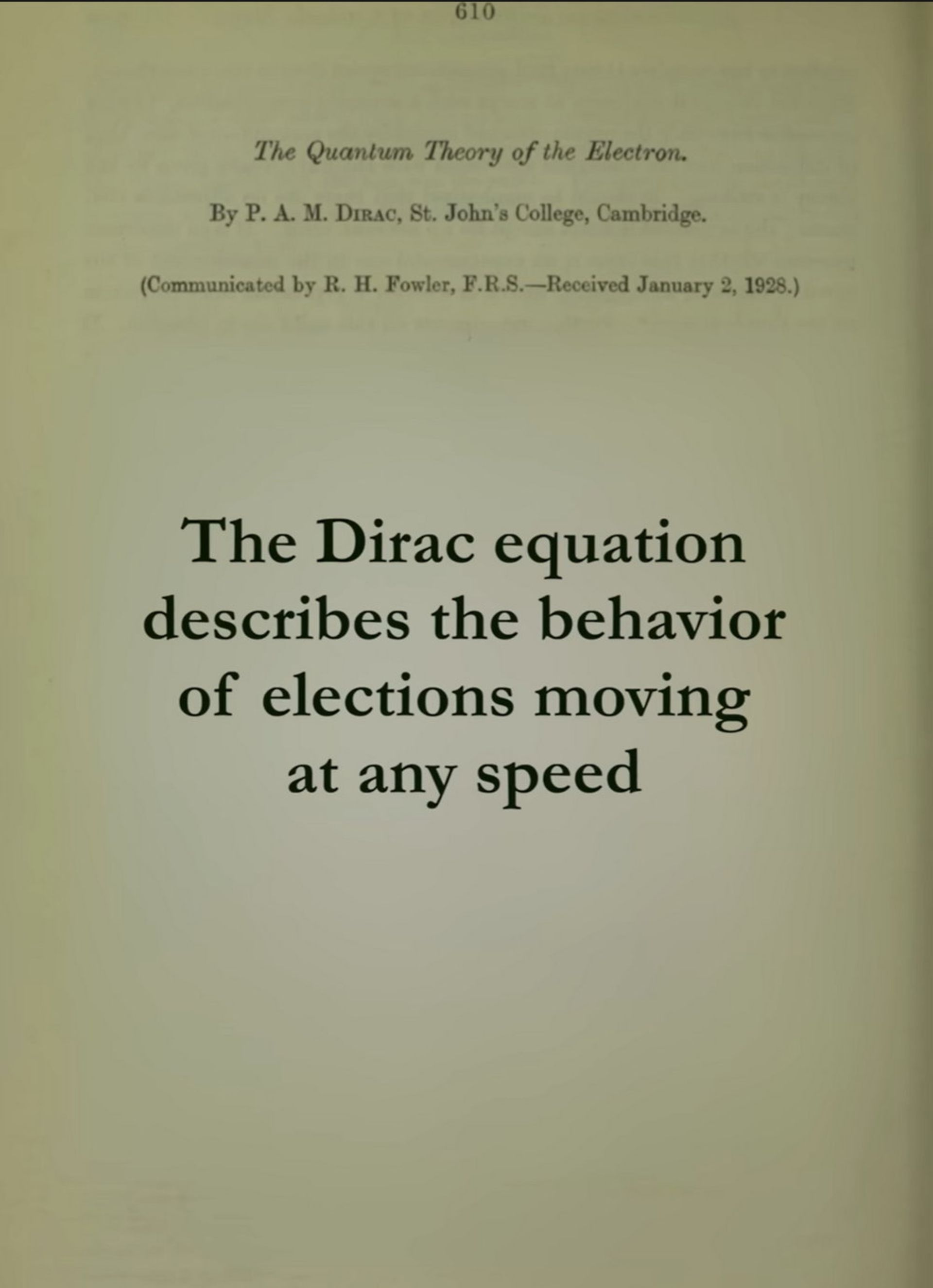مقاله اصلی پل دیراک و معرفی معادله دیراک