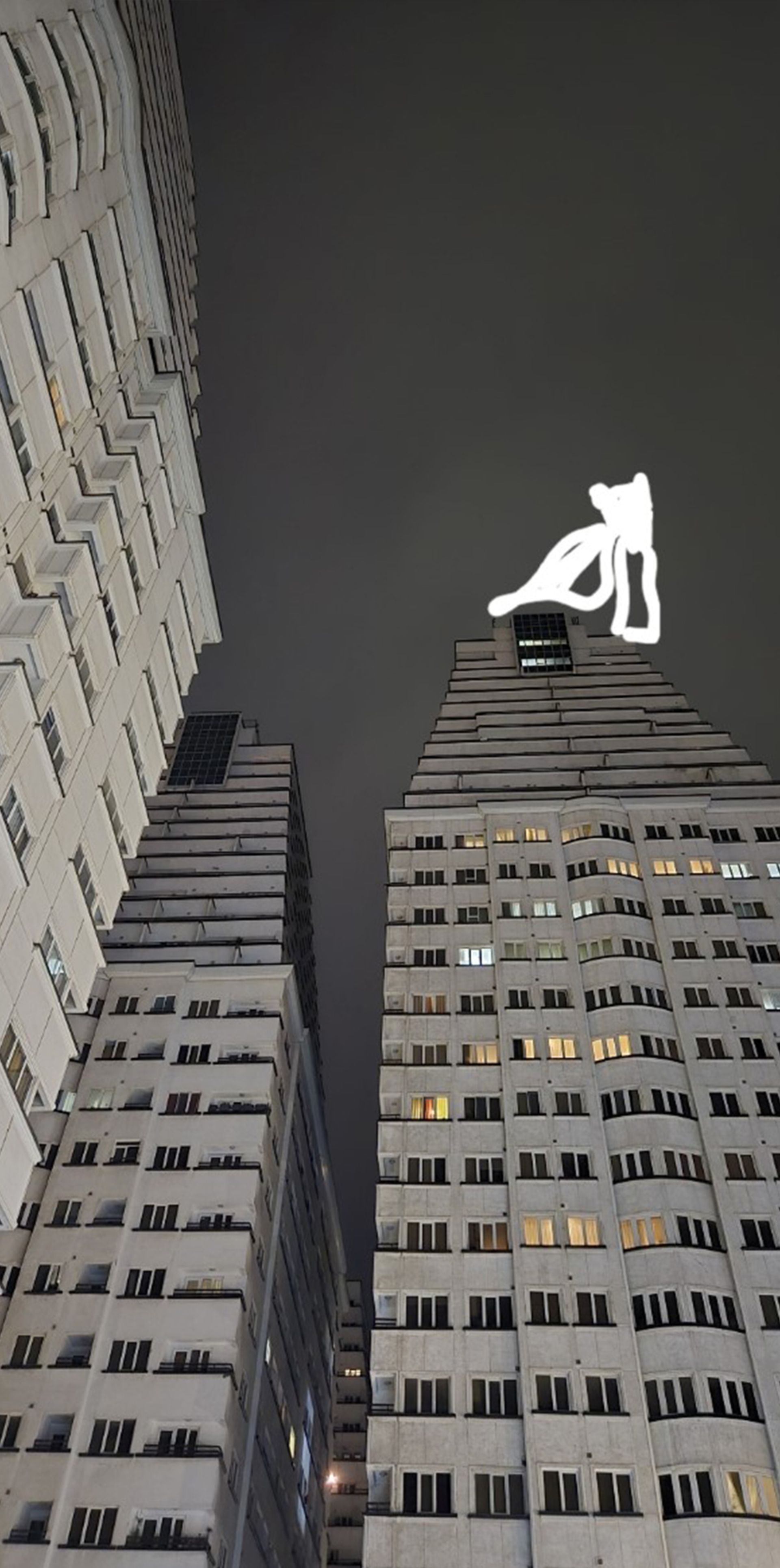 Clumsy design of Batman on the roof of the building