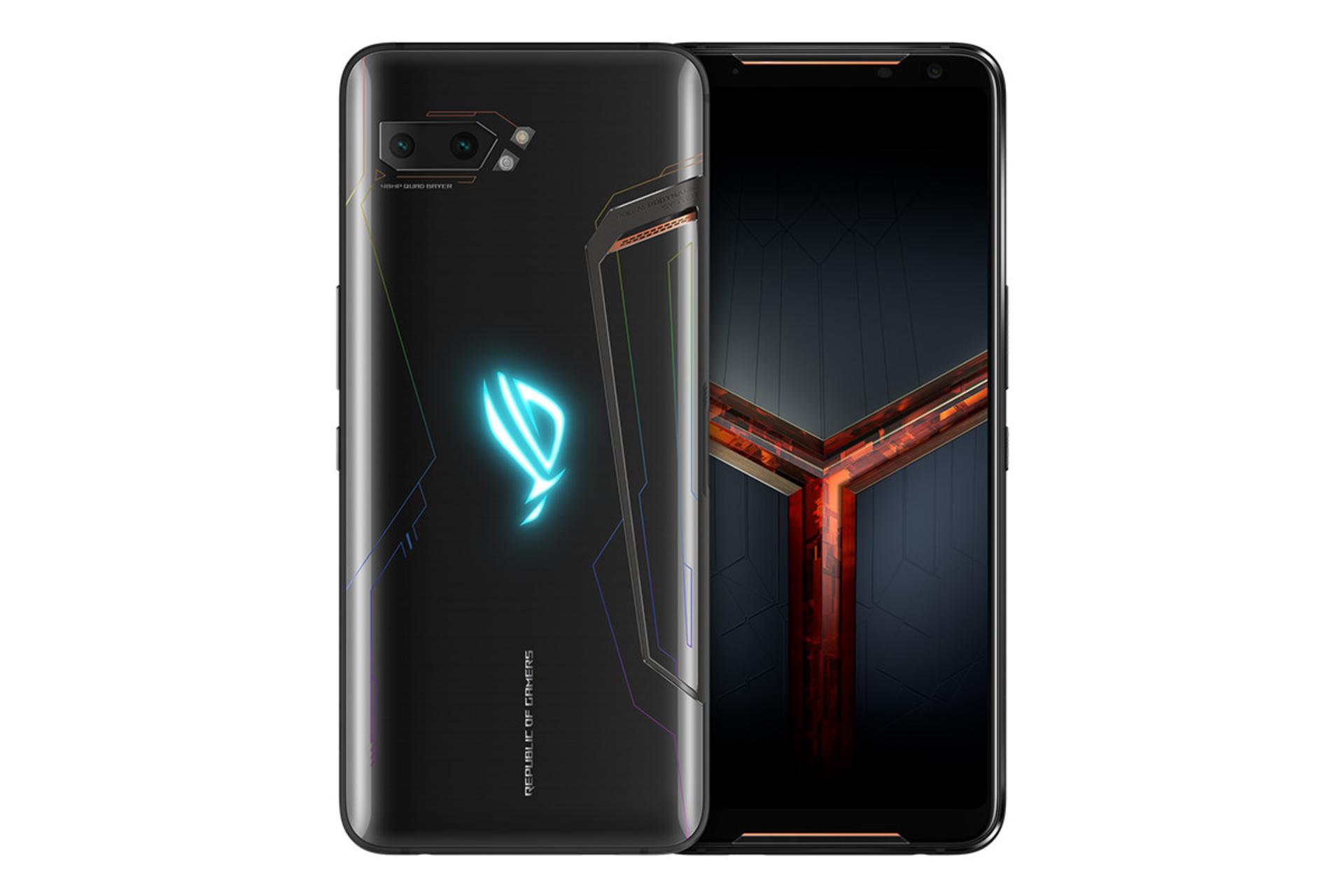 Asus ROG Phone II از نمای جلو و عقب رنگ مشکی