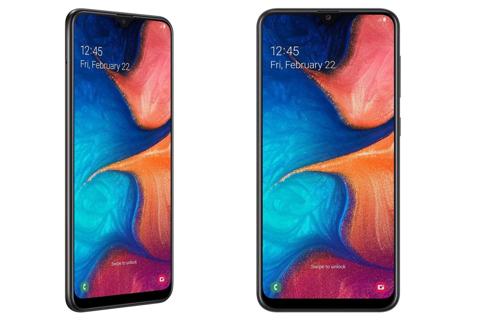 گوشی گلکسی A20 سامسونگ - نمای جلو و نیم رخ / Samsung Galaxy A20