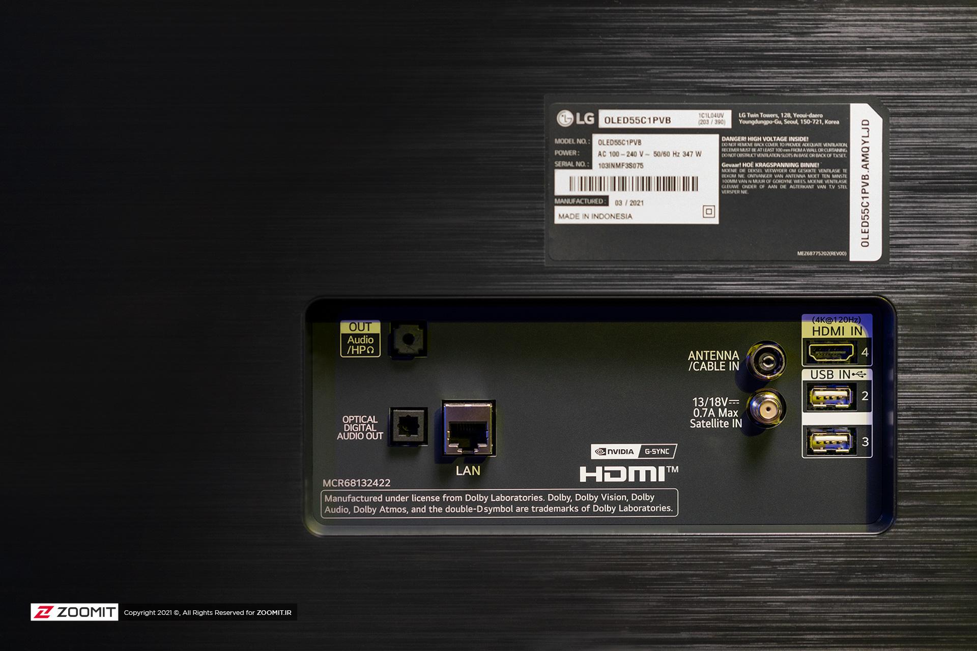 درگاه های پشتی تلویزیون LG C1 OLED