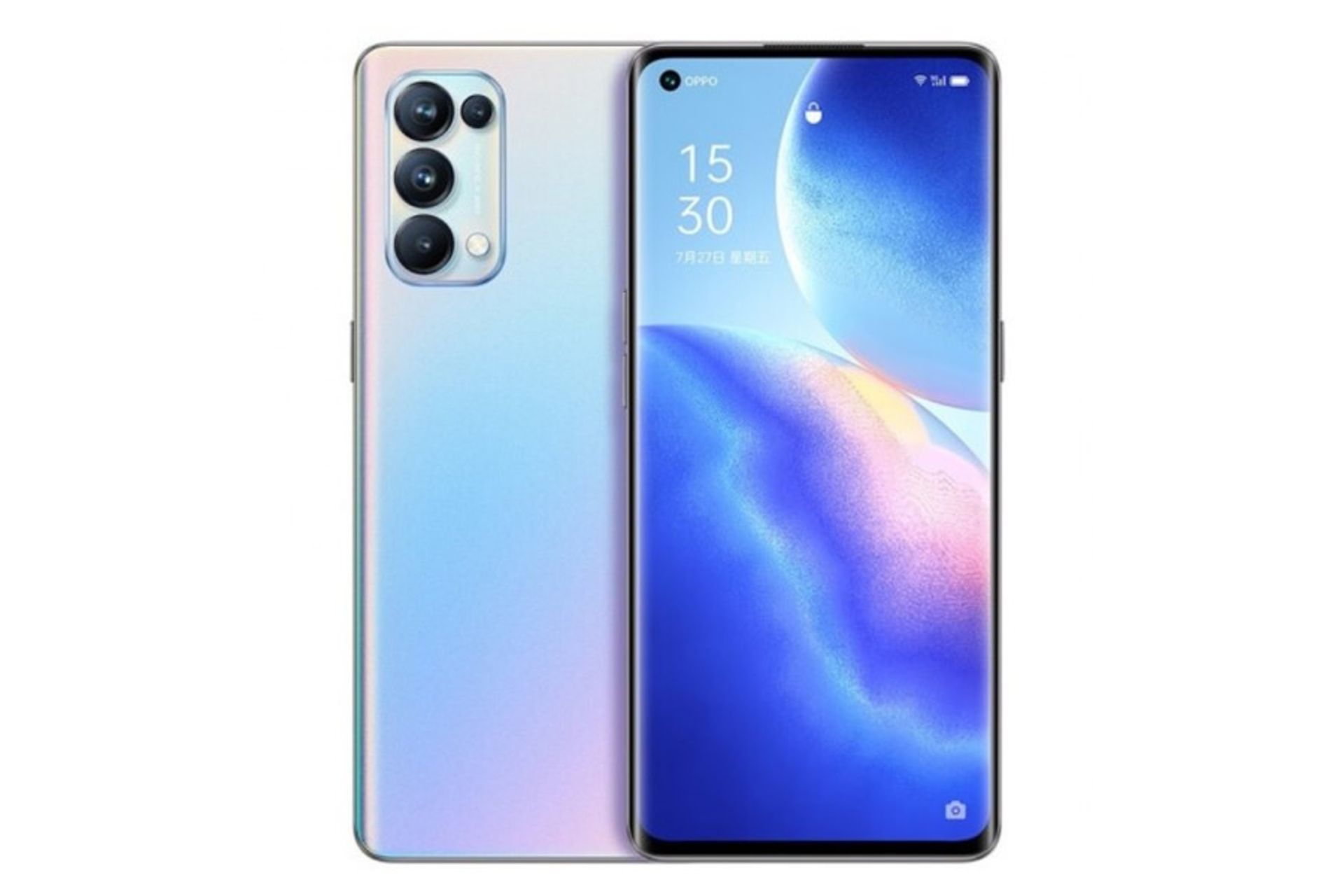 نمای جلو و پشت اوپو رنو 5 رنگ آبی