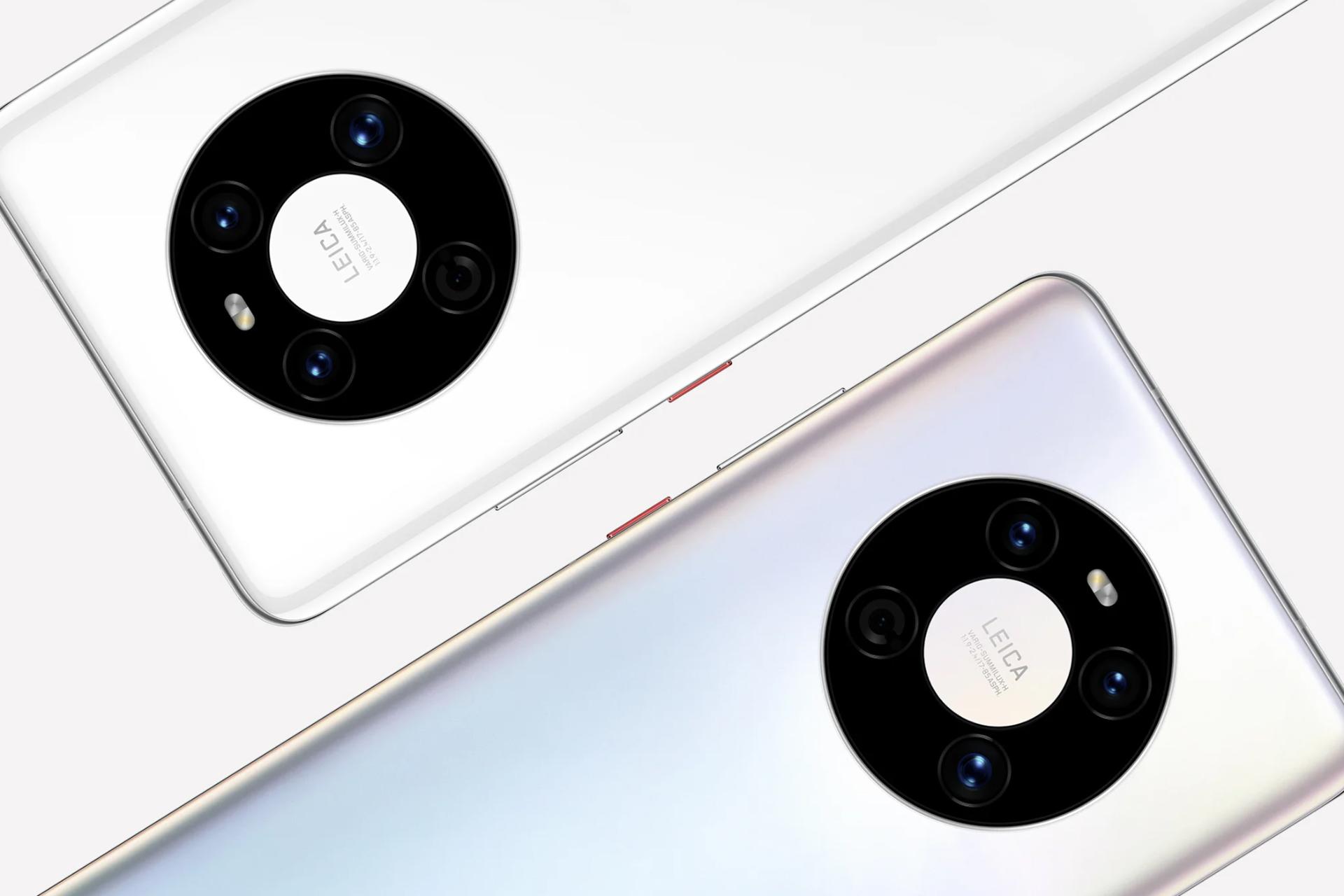 نمای دوربین پشت گوشی هواوی میت 40 ای رنگ های سفید و آبی روشن