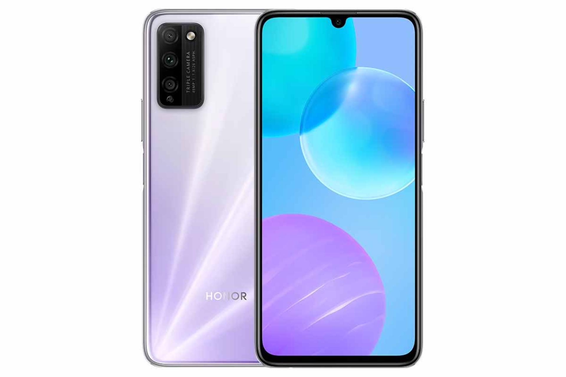 نمای پشت و جلو گوشی آنر 30 یوث رنگ سفید