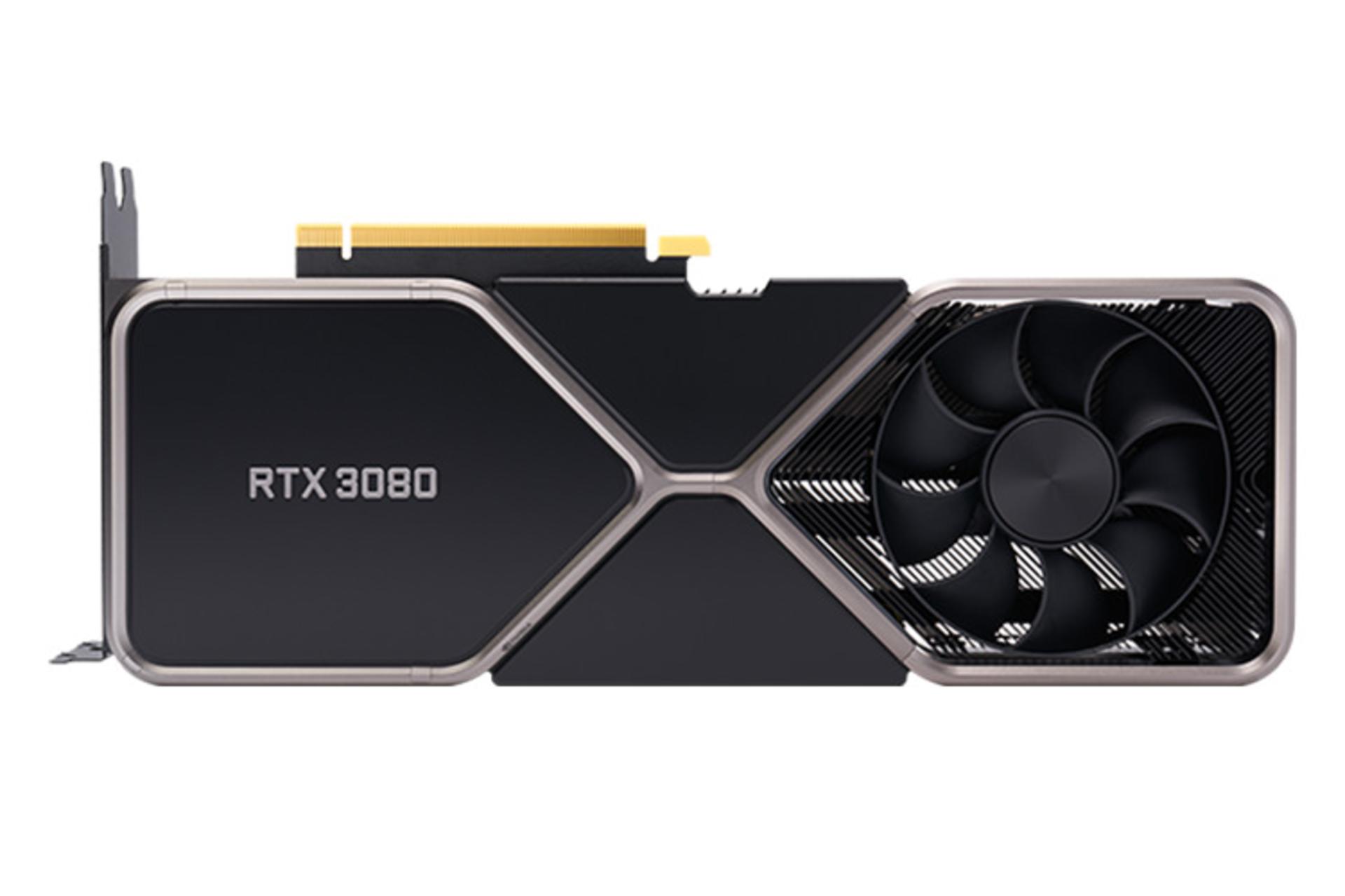 نمای بالا کارت گرافیک RTX 3080 انویدیا