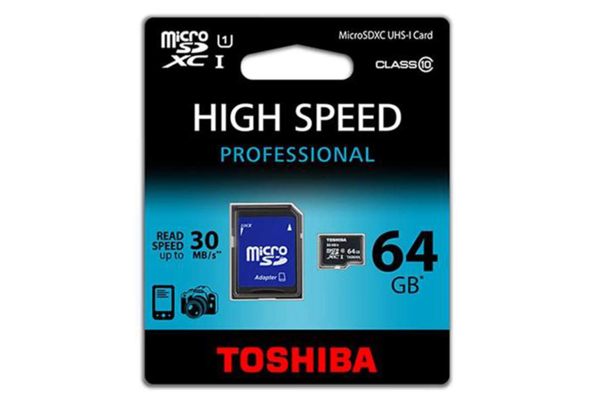 مرجع متخصصين ايران Toshiba High Speed Professional microSDXC Class 10 UHS-I U1 64GB