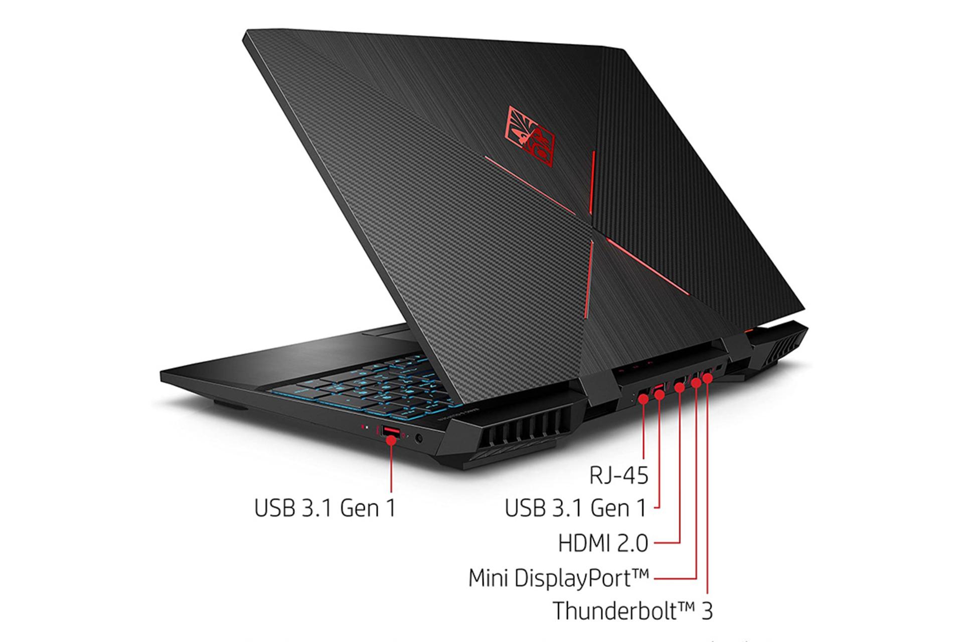 HP OMEN 15-DC1088 G2 / لپ تاپ اچ پی اومن / نمای پشت / پورت ها