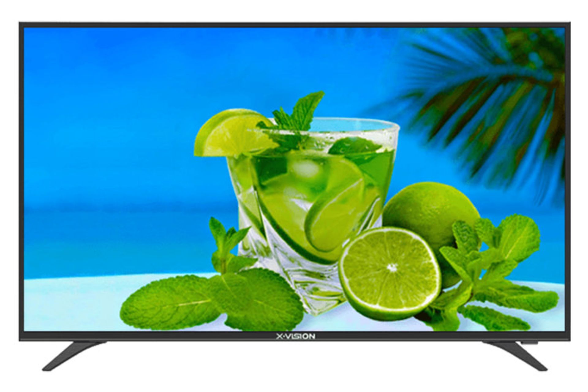 نمای جلو تلویوزیون ایکس ویژن 43XT520 مدل 43 اینچ با رنگ مشکی و صفحه روشن