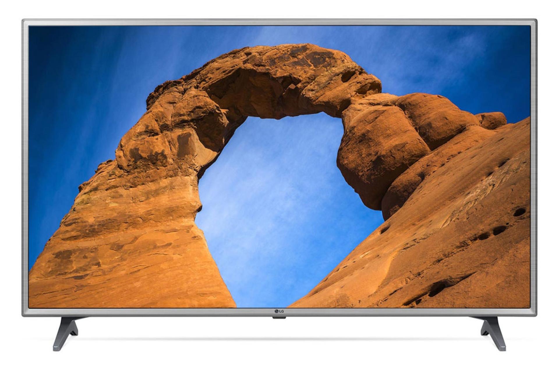  نمای جلوی تلویزیون ال جی LK6300 مدل 49 اینچ با رنگ نقره ای و صفحه روشن