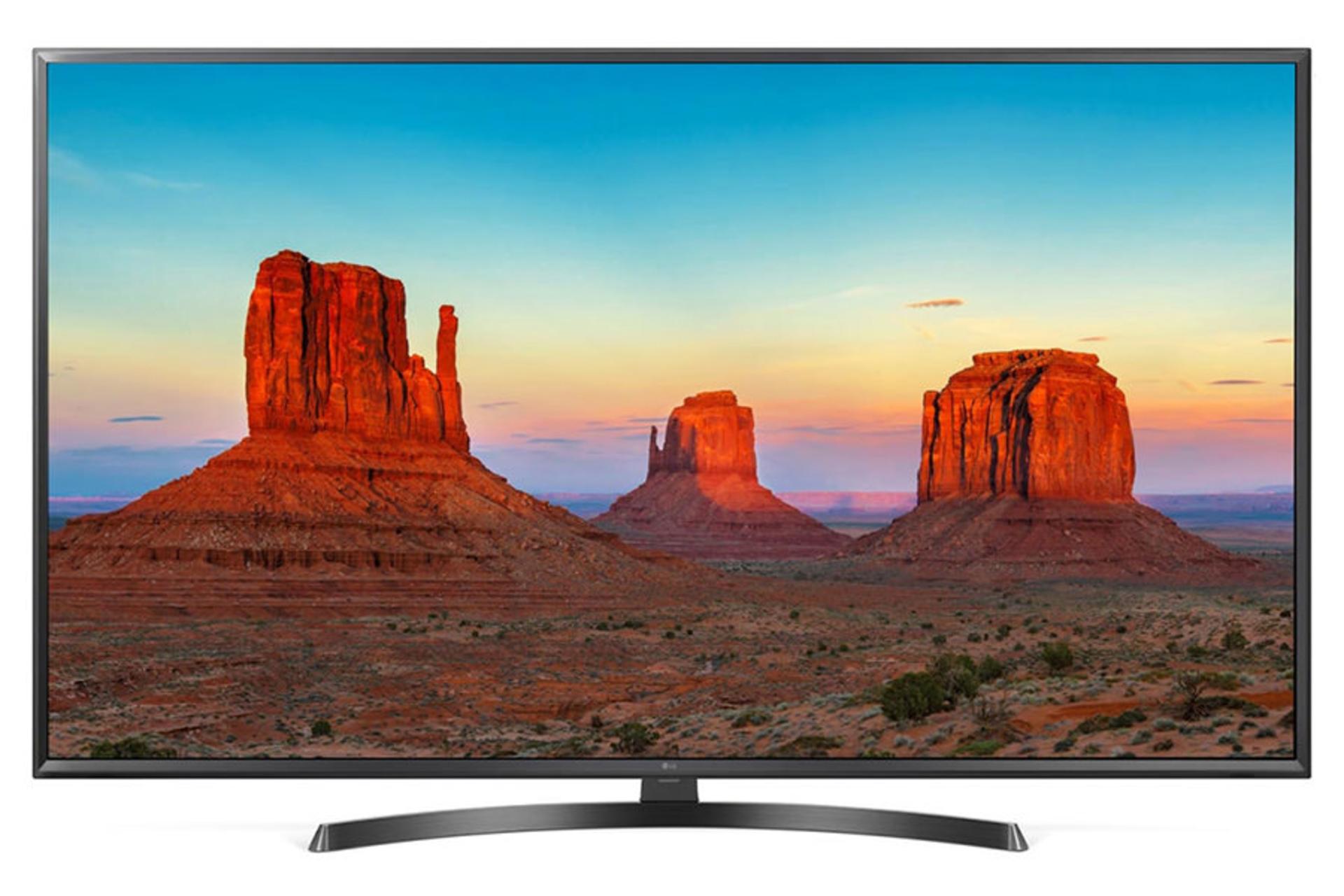 نمای جلو تلویزیون ال جی UK6400 مدل 49 اینچ با صفحه روشن