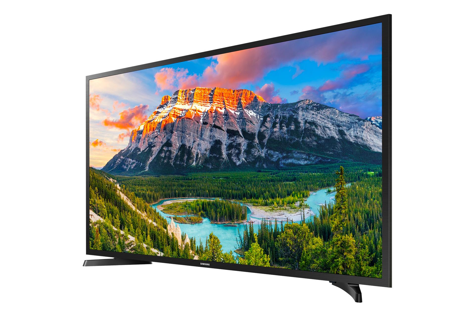 نمای نیم رخ راست تلویزیون سامسونگ N5300 مدل 49 اینچ با صفحه روشن