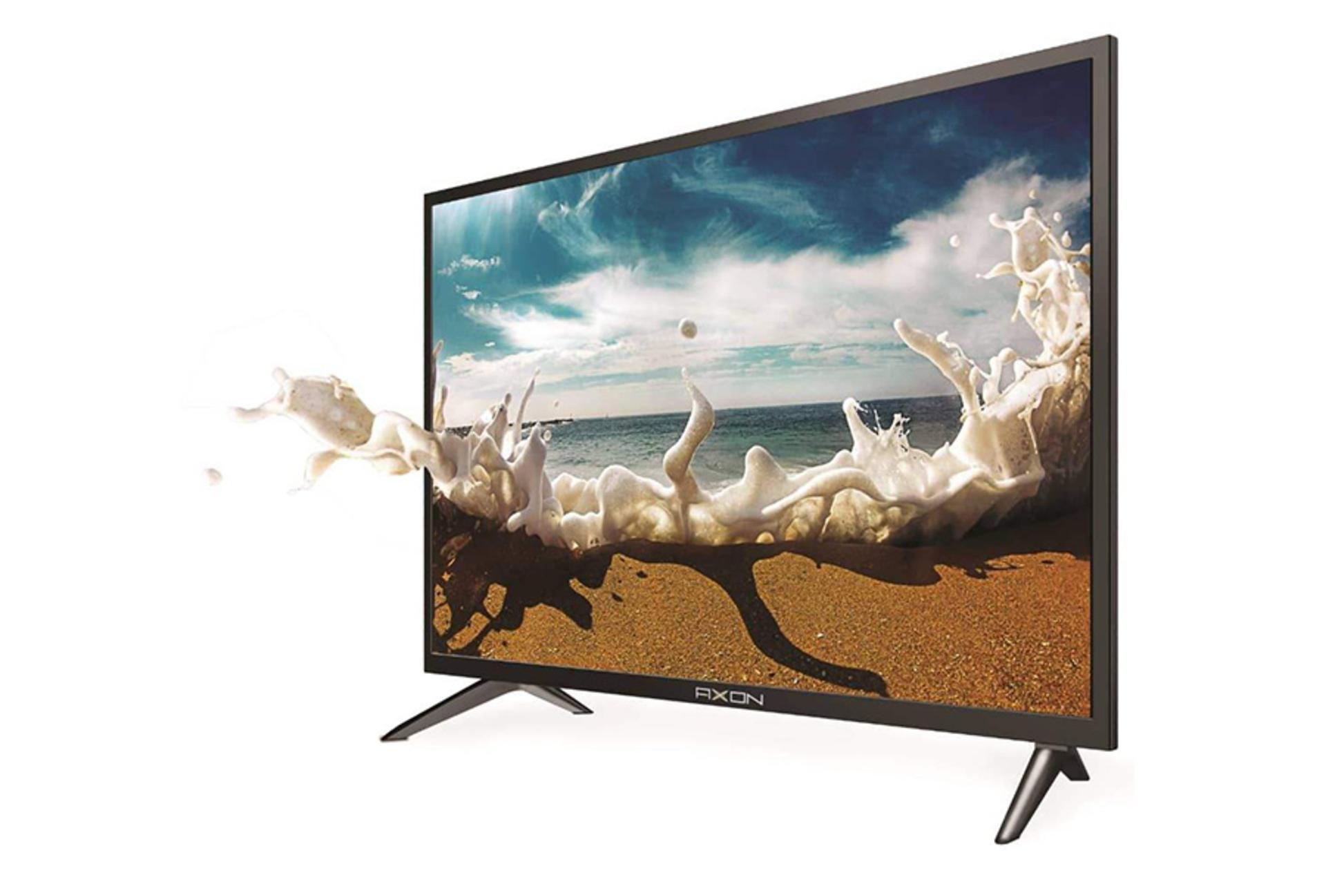 نمای نیم رخ تلویزیون آکسون XT2490 مدل 24 اینچ با صفحه روشن