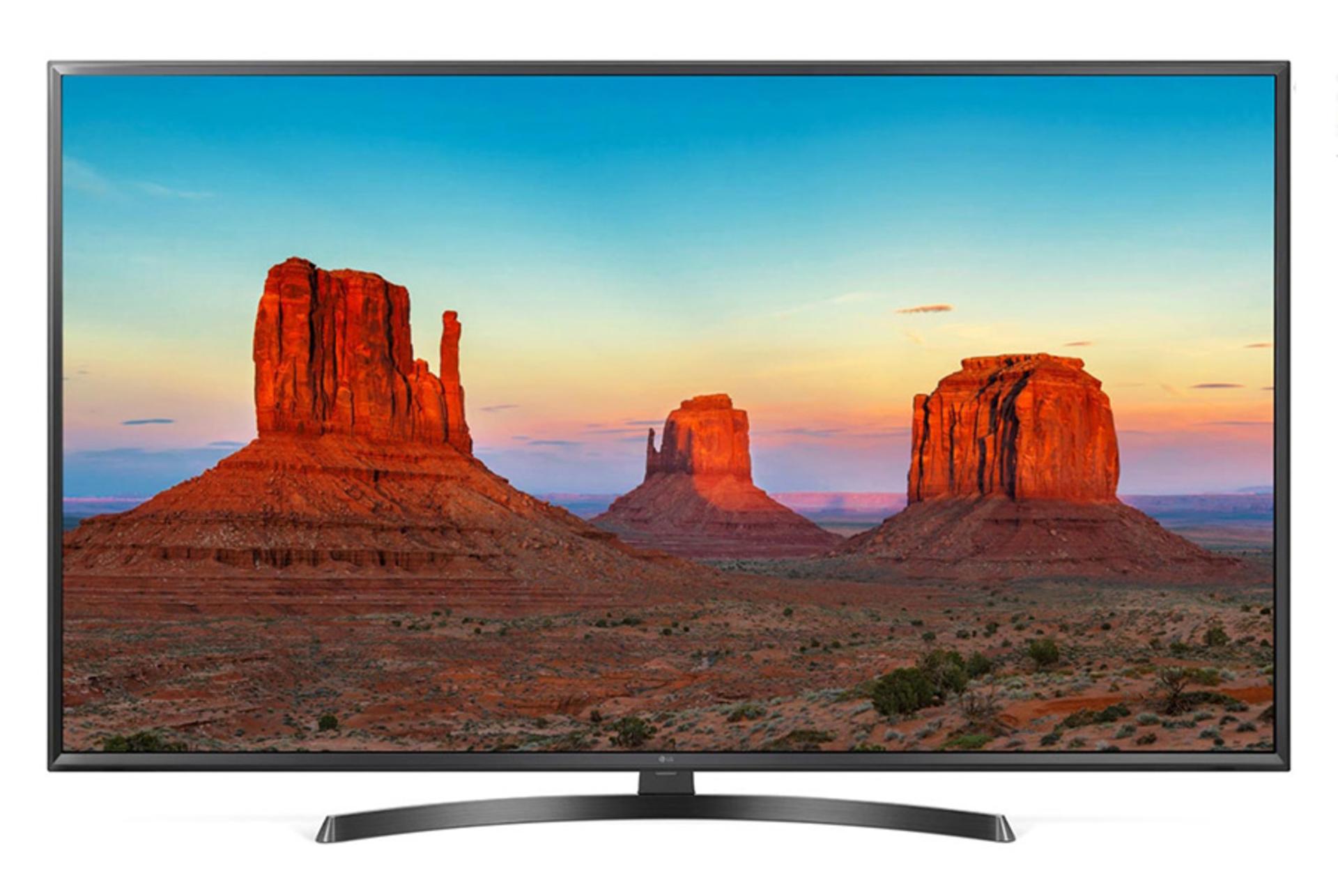 نمای جلو تلویزیون UK6400 مدل 49 اینچ با صفحه روشن