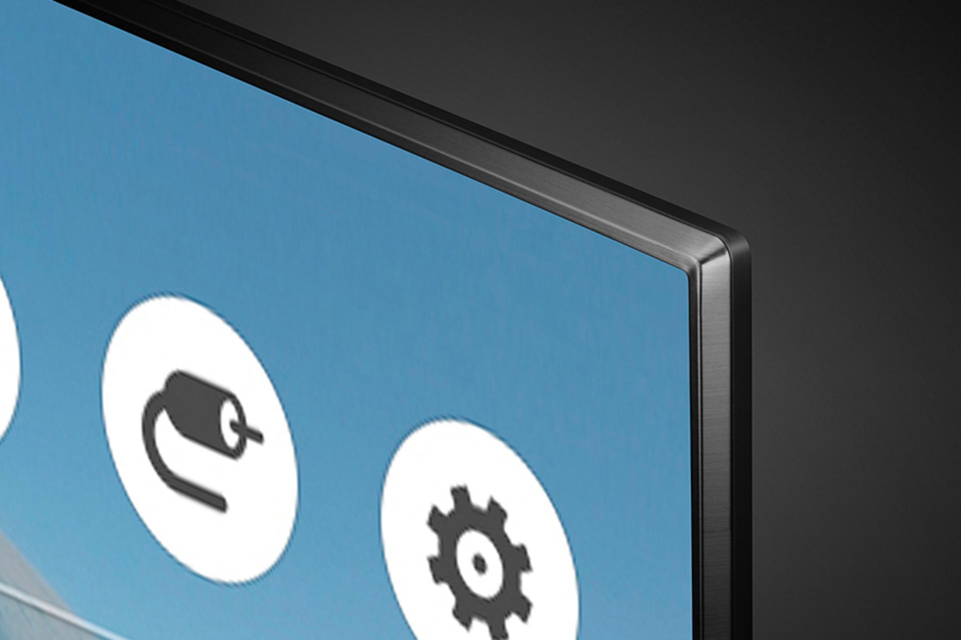 نمای لبه تلویزیون ال جی UJ670 مدل 55 اینچ و نمایش حاشیه صفحه