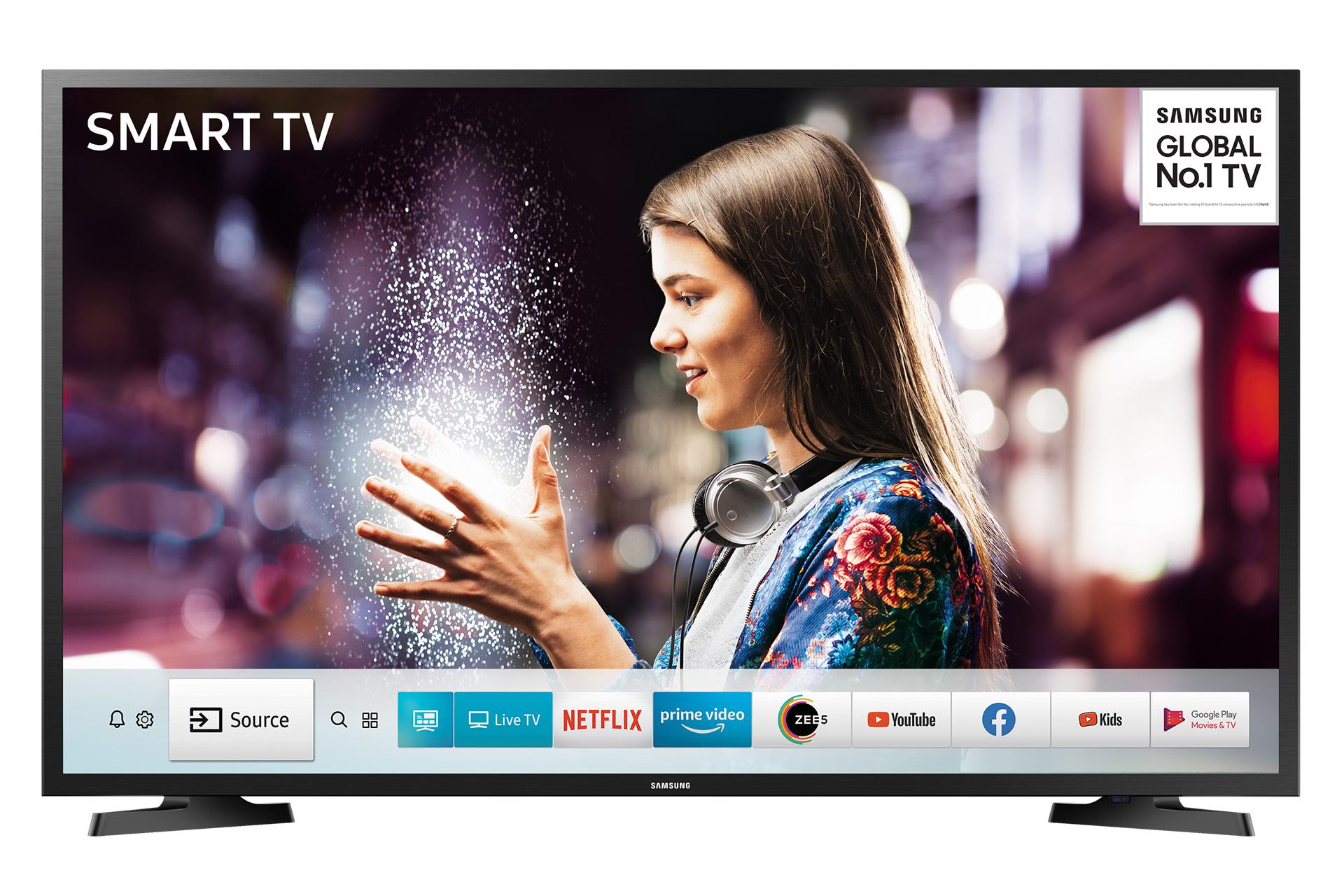 نمای جلو تلویزیون سامسونگ N5370 مدل 49 اینچ با صفحه روشن