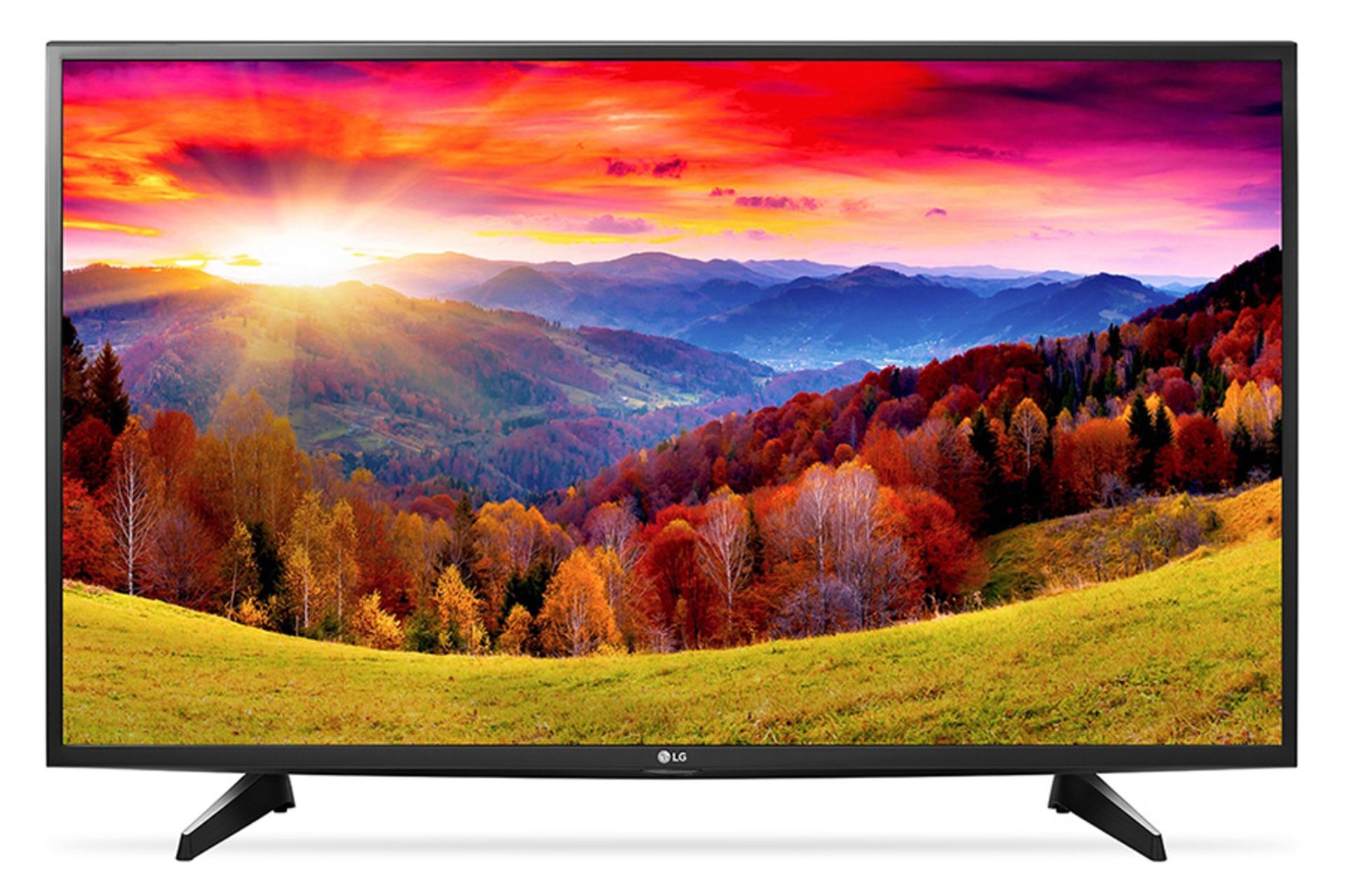 نمای جلو تلویزیون ال جی مدل LH595 مدل 55 اینچ با صفحه روشن