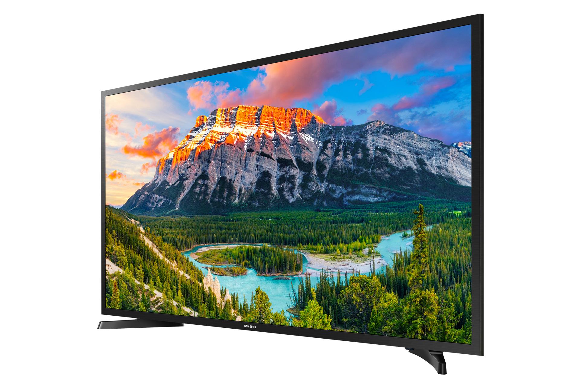 نمای نیمرخ تلویزیون سامسونگ N5000 مدل 43 اینچ با صفحه روشن