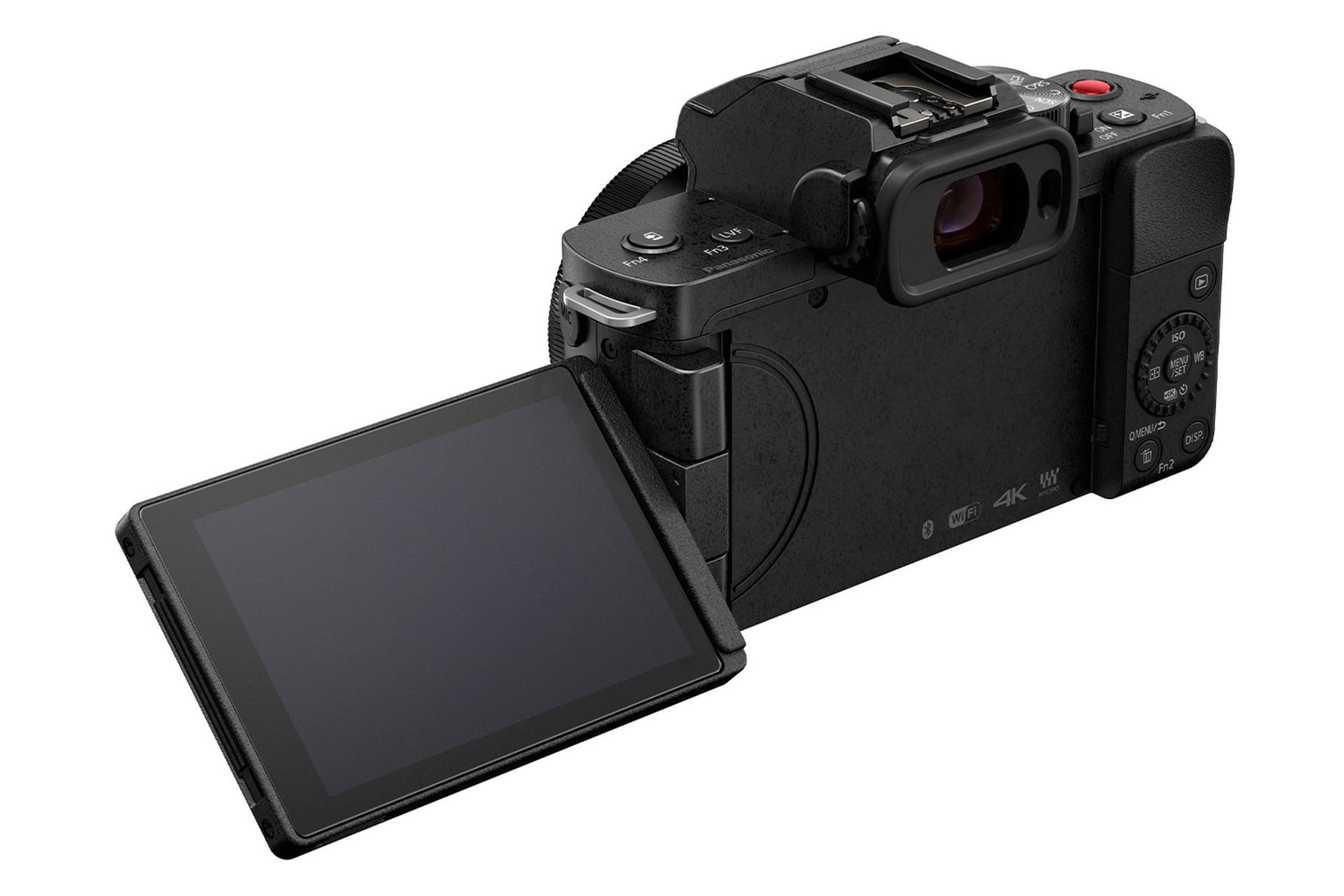 دوربین پاناسونیک لومیکس Panasonic Lumix DC-G100 نمای جلو با صفحه نمایش باز / Panasonic Lumix DC-G1