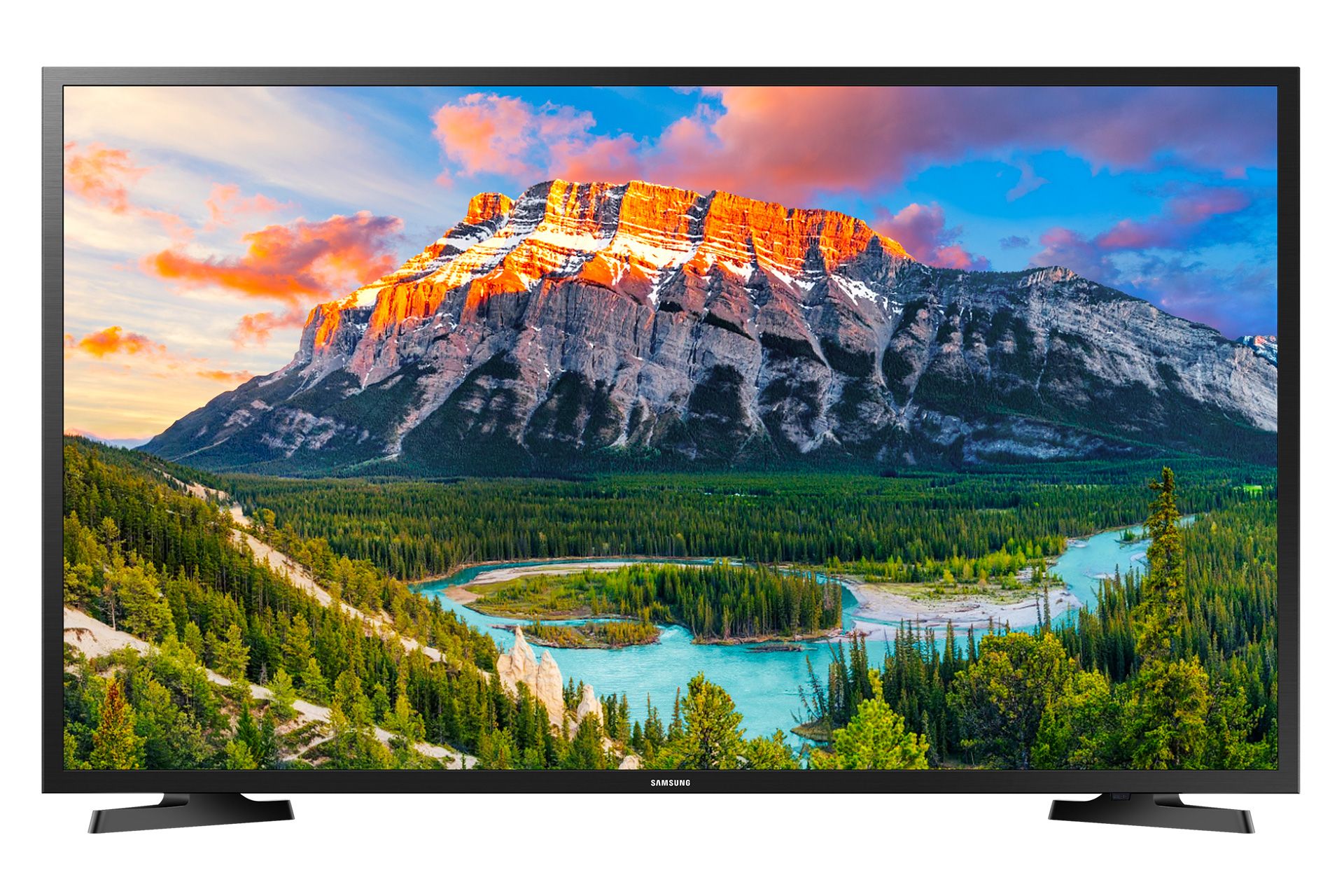 نمای جلو تلویزیون سامسونگ N5000 مدل 43 اینچ با صفحه روشن