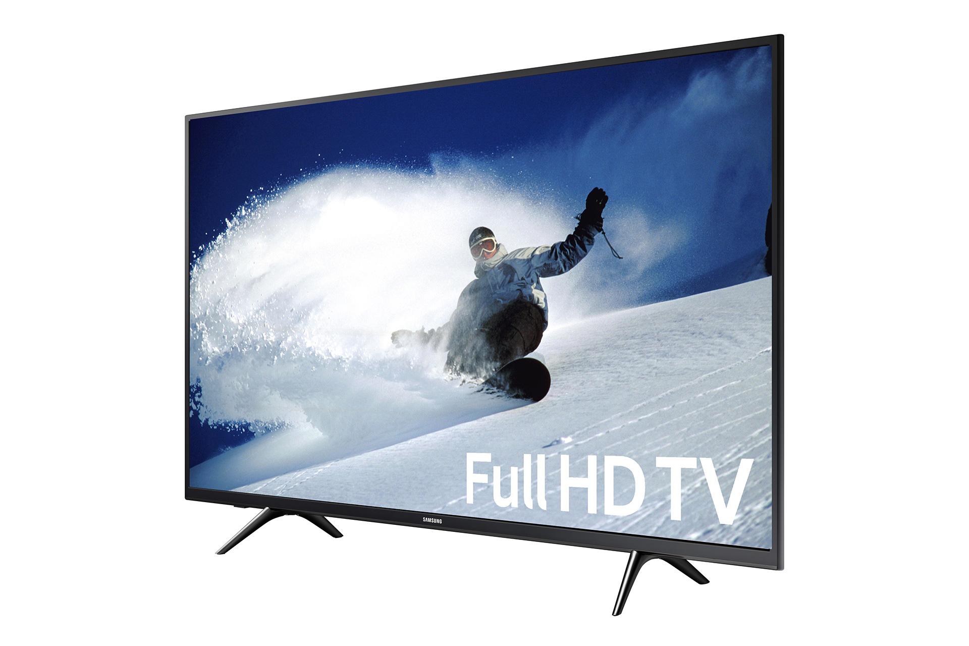 نمای نیمرخ تلویزیون J5202 مدل 43 اینچ و نمایش پایه ها