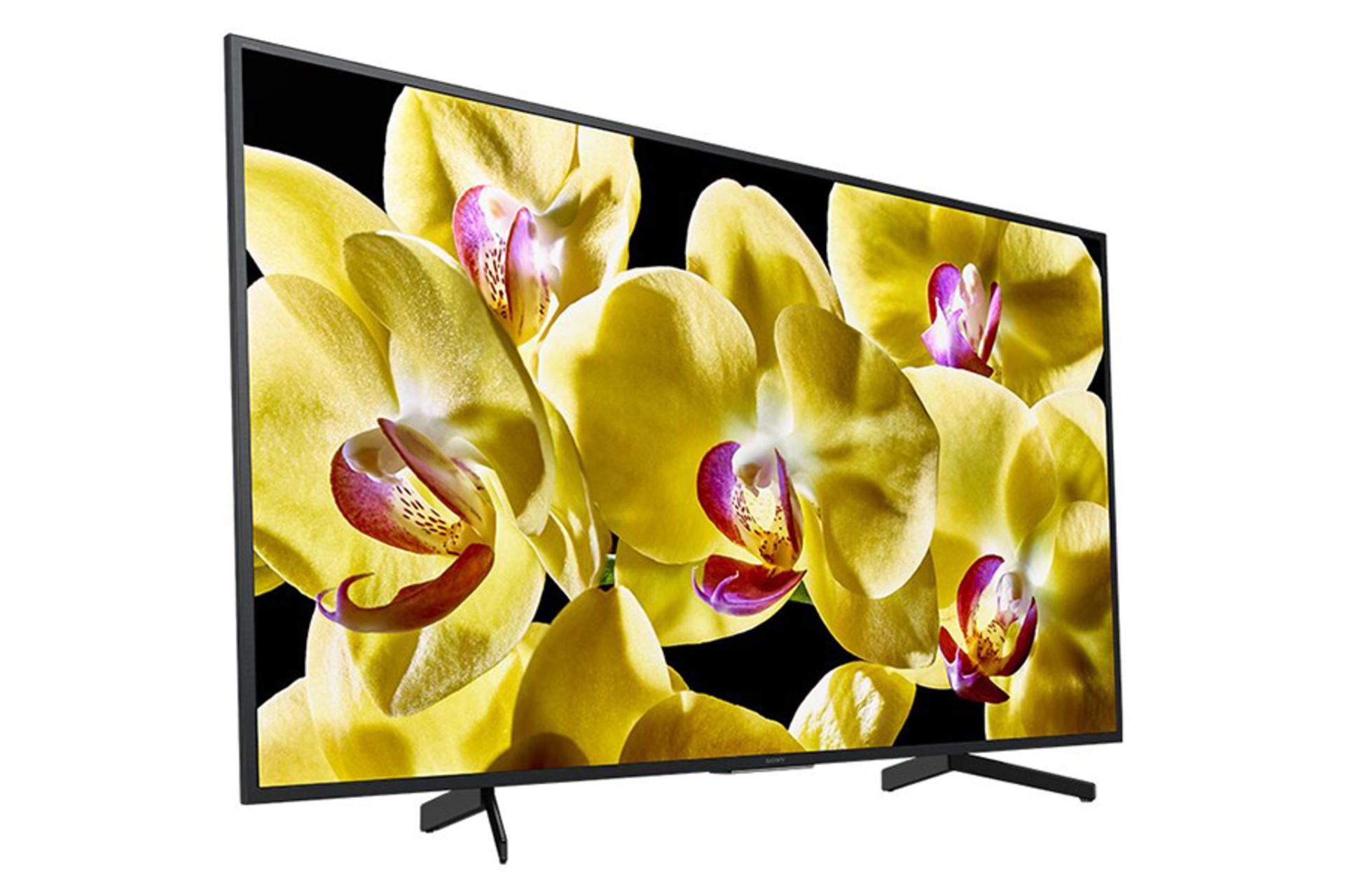 نمای نیمرخ چپ تلویزیون سونی X8000G مدل 55 اینچ و نمایش پایه ها