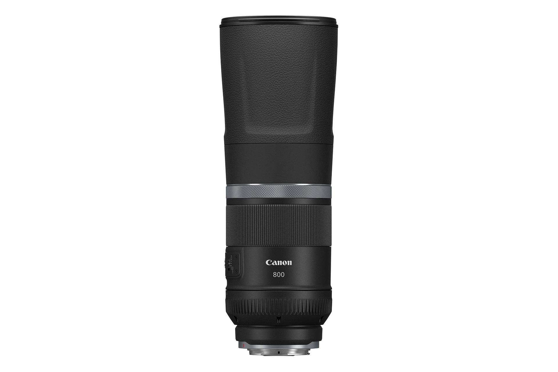 نمای بالا لنز کانن Canon RF 800mm F11 IS STM و نمایش طول لنز