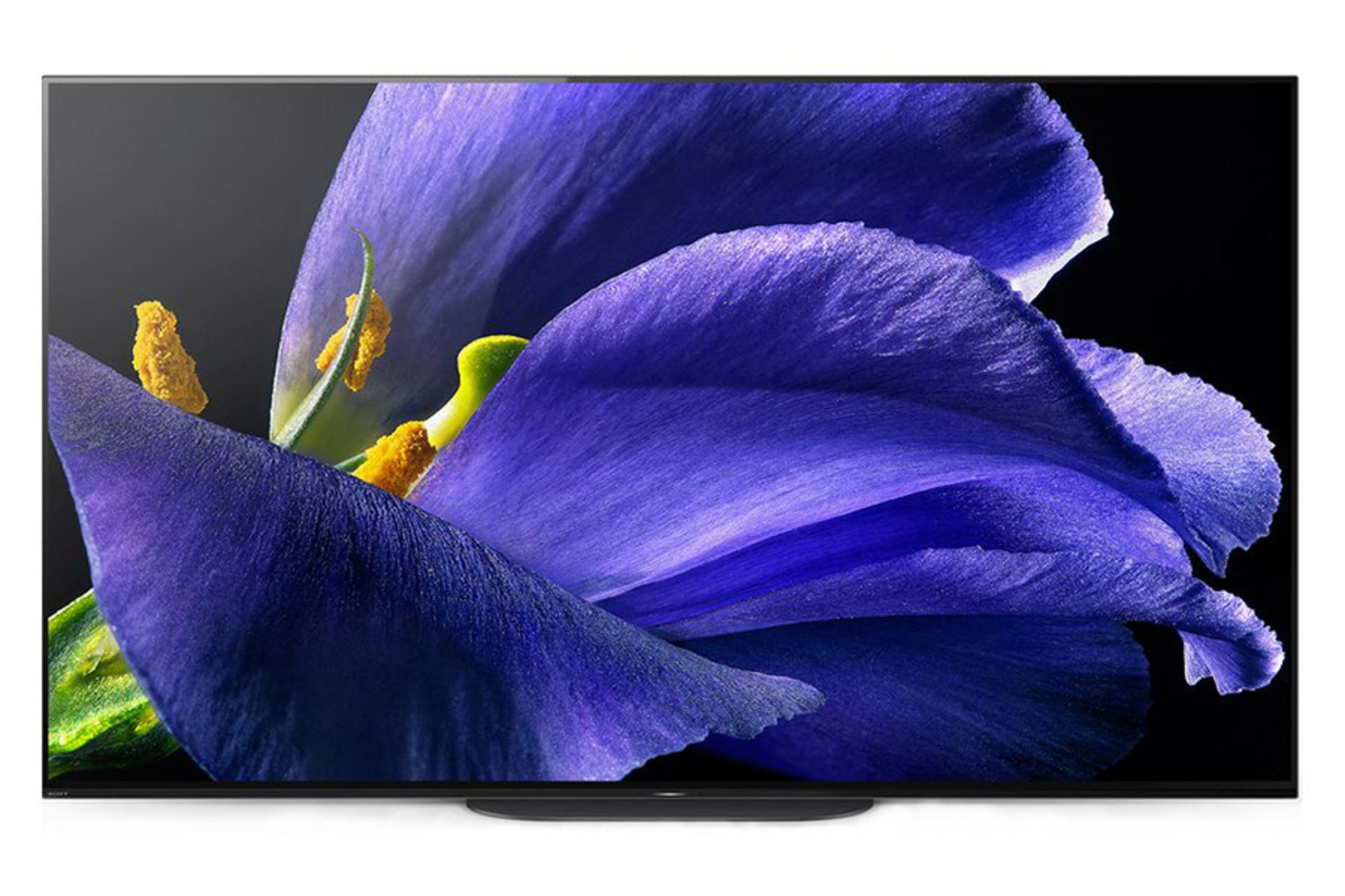 نمای جلو تلویزیون سونی 65A9G مدل 65 اینچ با صفحه روشن