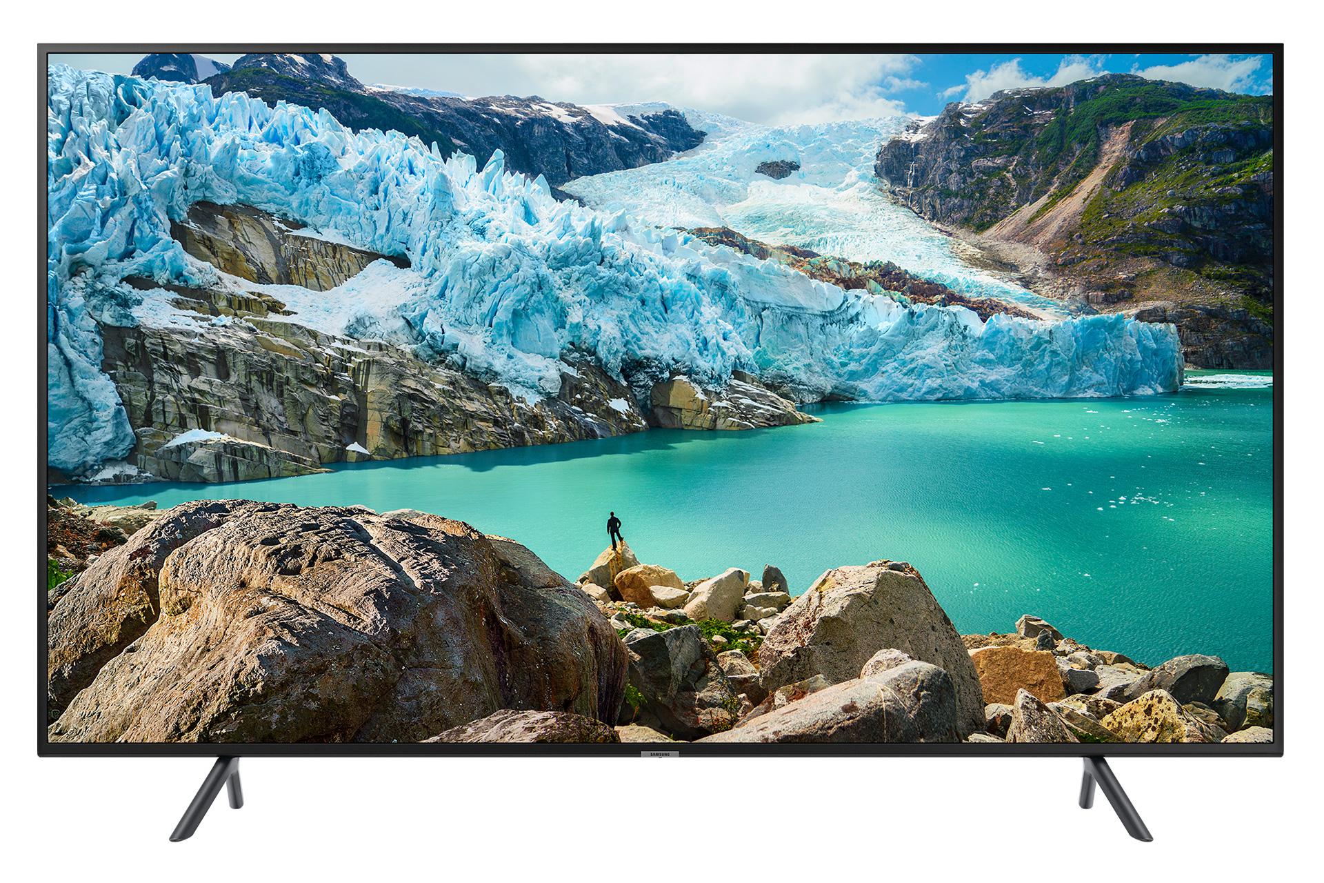 نمای جلو تلویزیون سامسونگ RU7170 مدل 75 اینچ با صفحه روشن
