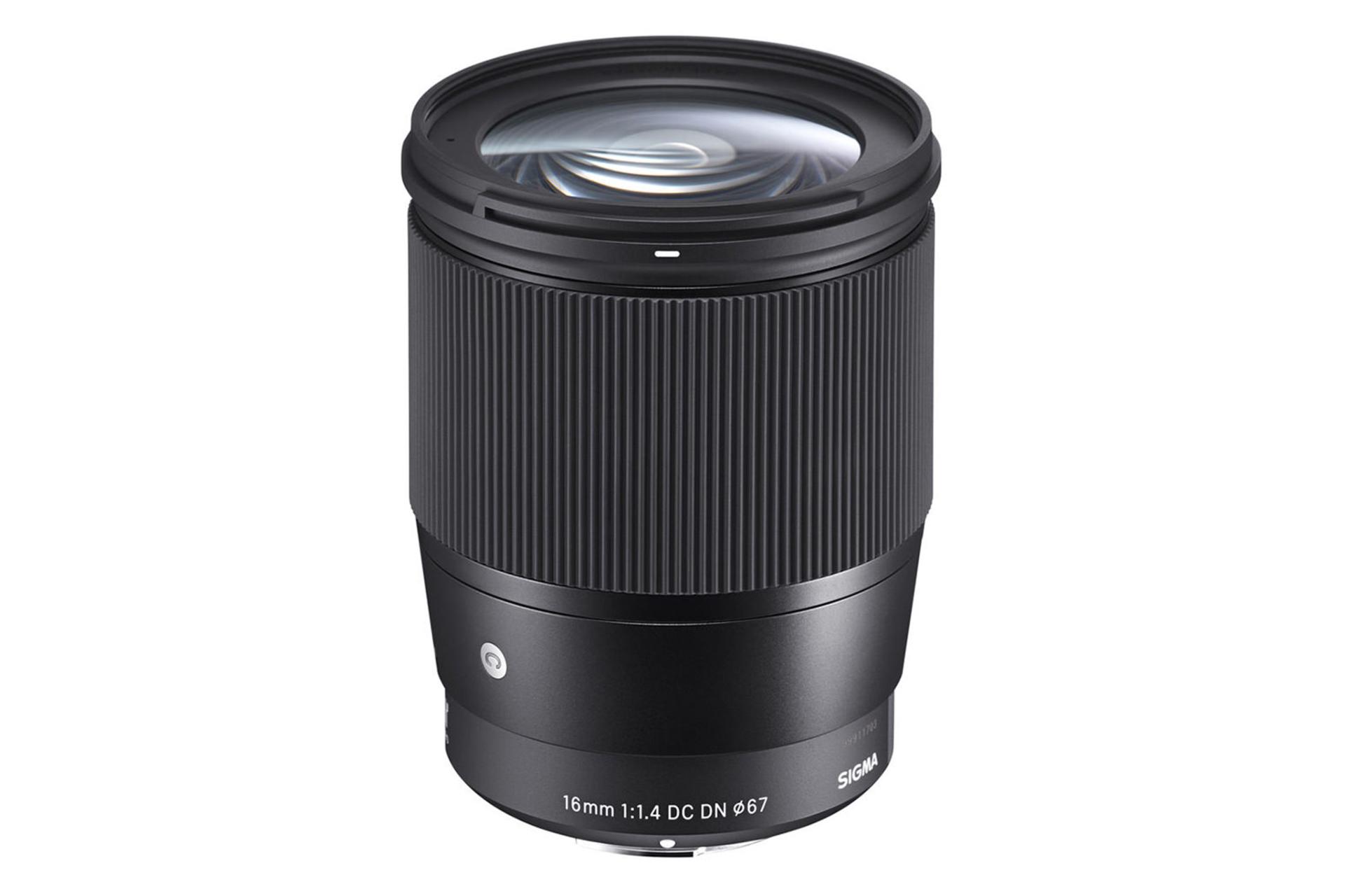 لنز سیگما 16mm F1.4 DC DN | C (L-mount) نمای بغل و جلو / Sigma 16mm F1.4 DC DN | C (L-mount)