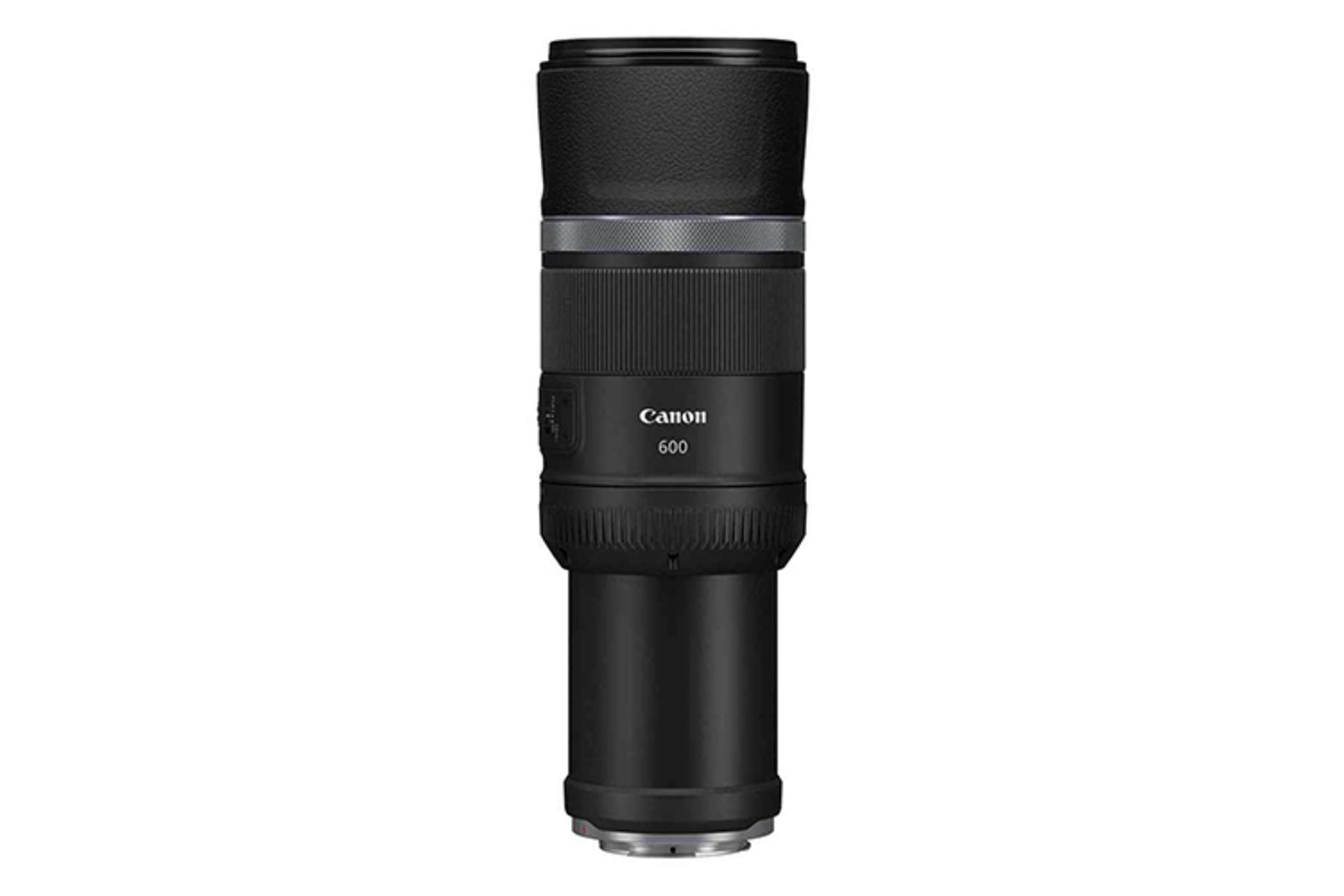 لنز کانن RF 600mm F11 IS STM از نمای بغل در حالت زوم / Canon RF 600mm F11 IS STM