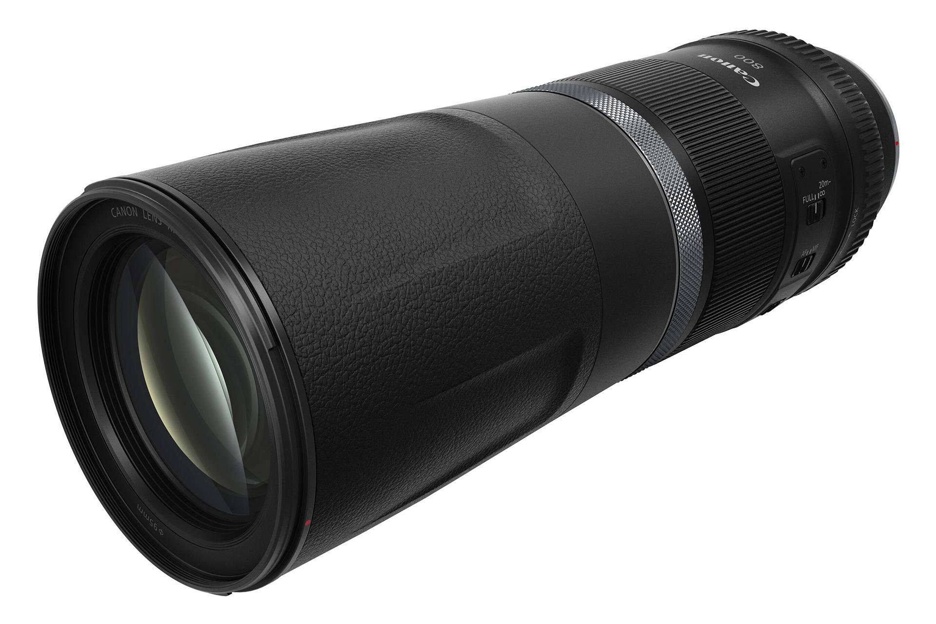 نمای نیمرخ لنز Canon RF 800mm F11 IS STM و نمایش قطر لنز