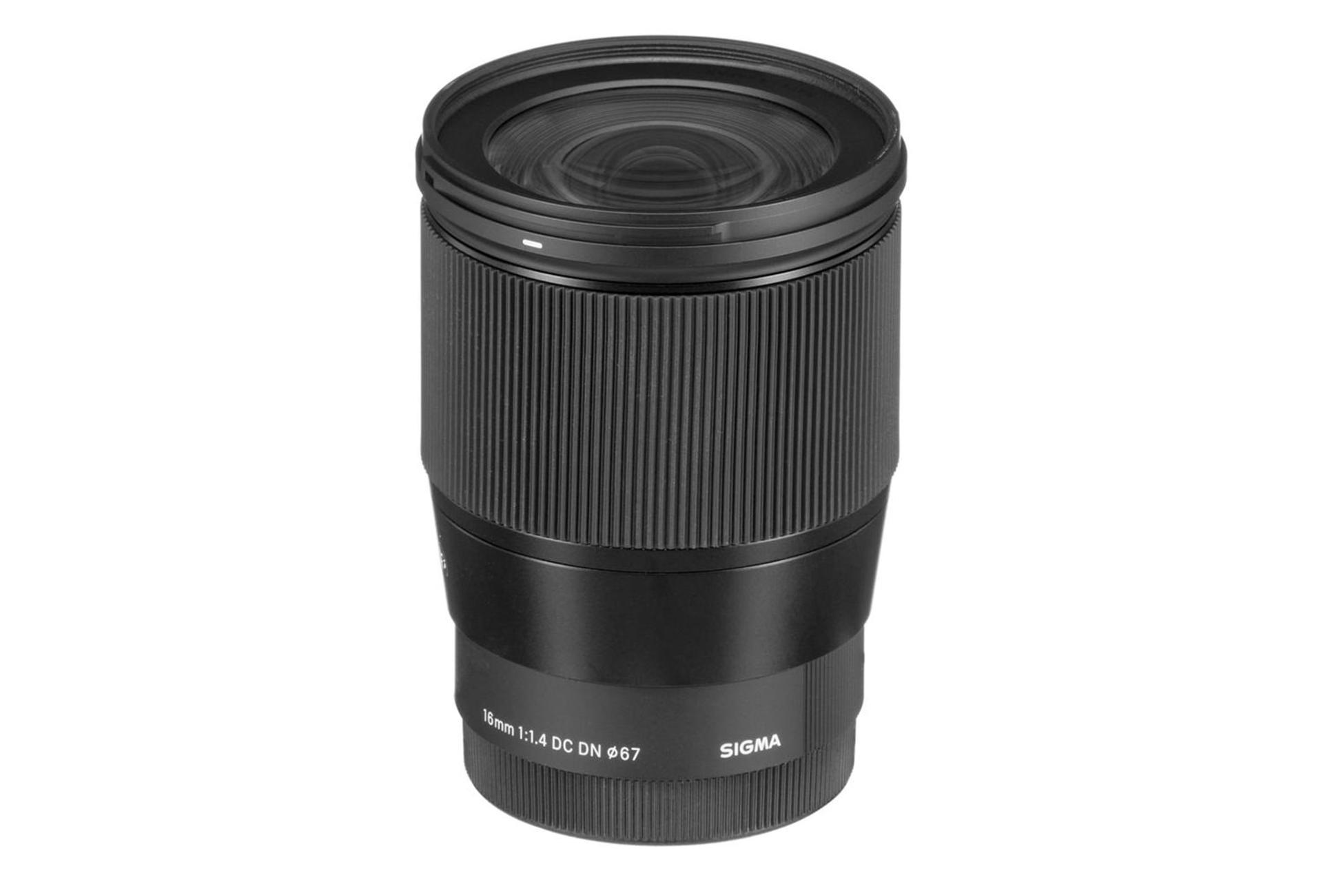 لنز سیگما 16mm F1.4 DC DN | C (L-mount) نمای بغل و جلو / Sigma 16mm F1.4 DC DN | C (L-mount)