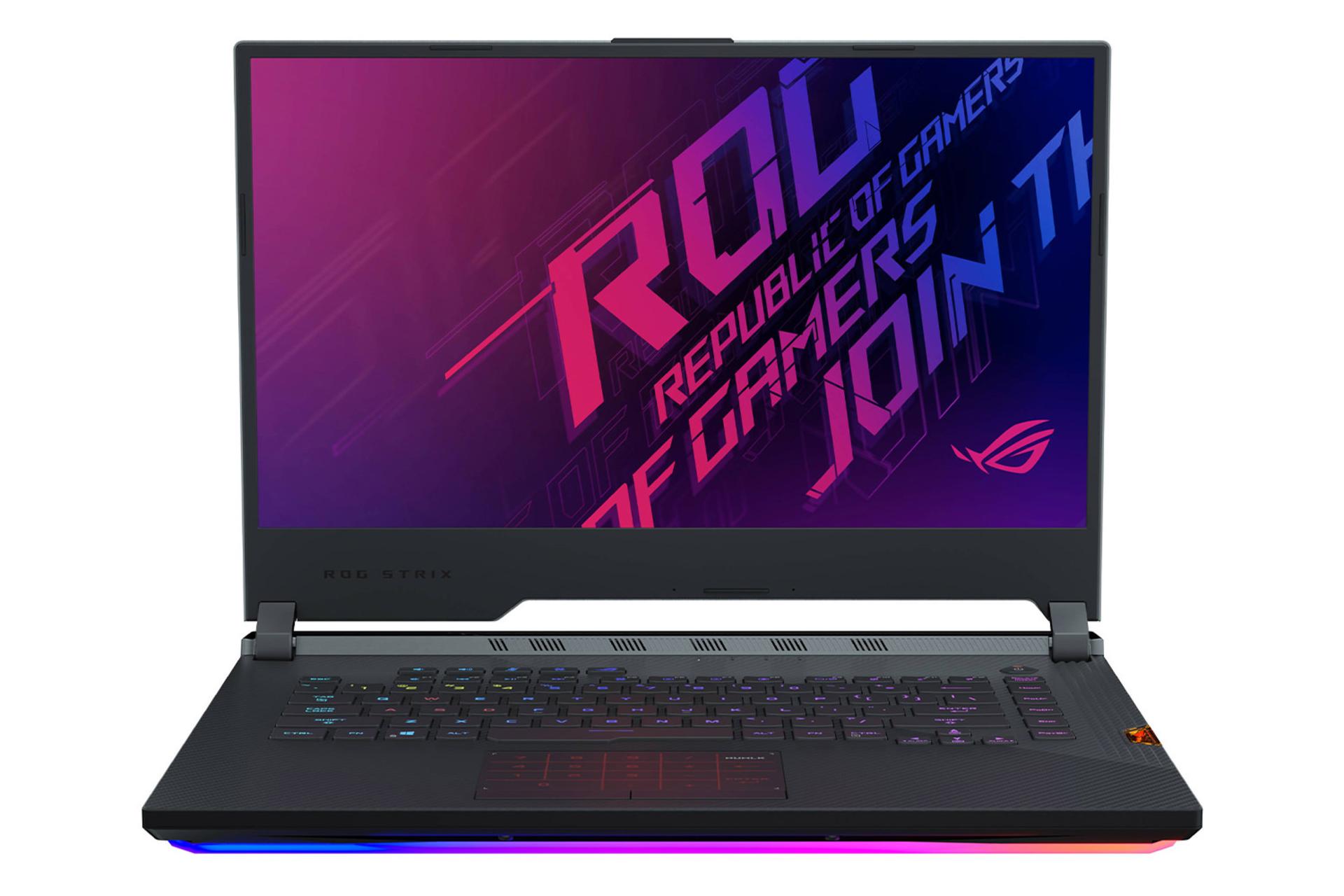 لپ‌تاپ Asus ROG Strix G731GU نمای جلو و صفحه نمایش و صفحه کلید/ Asus ROG Strix G731GU